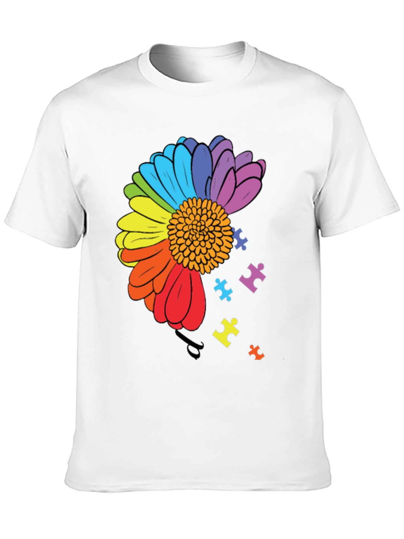 Autism Awareness Rainbow Flower Puzzle T-Shirt