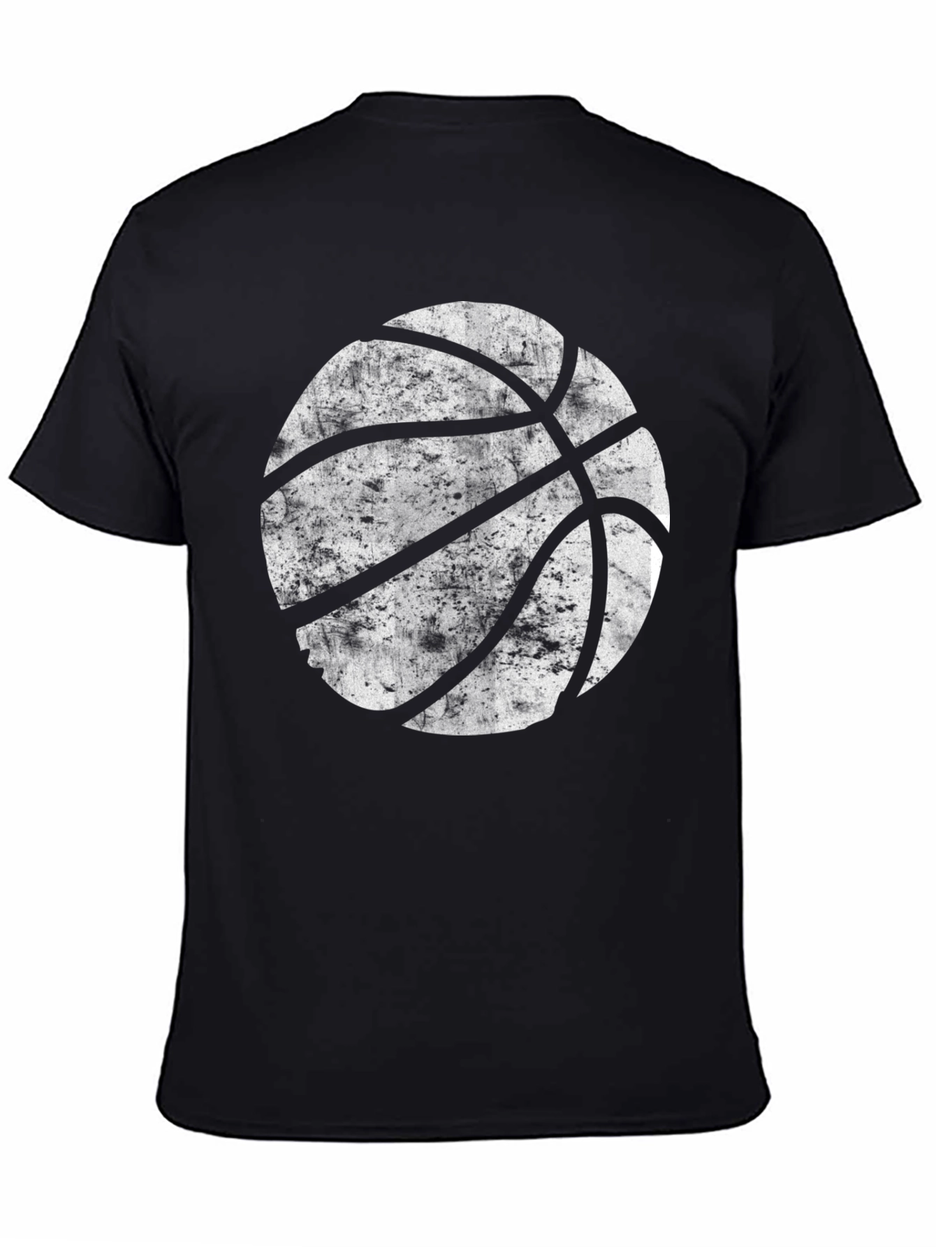 Distressed Basketball Graphic Tee - Black