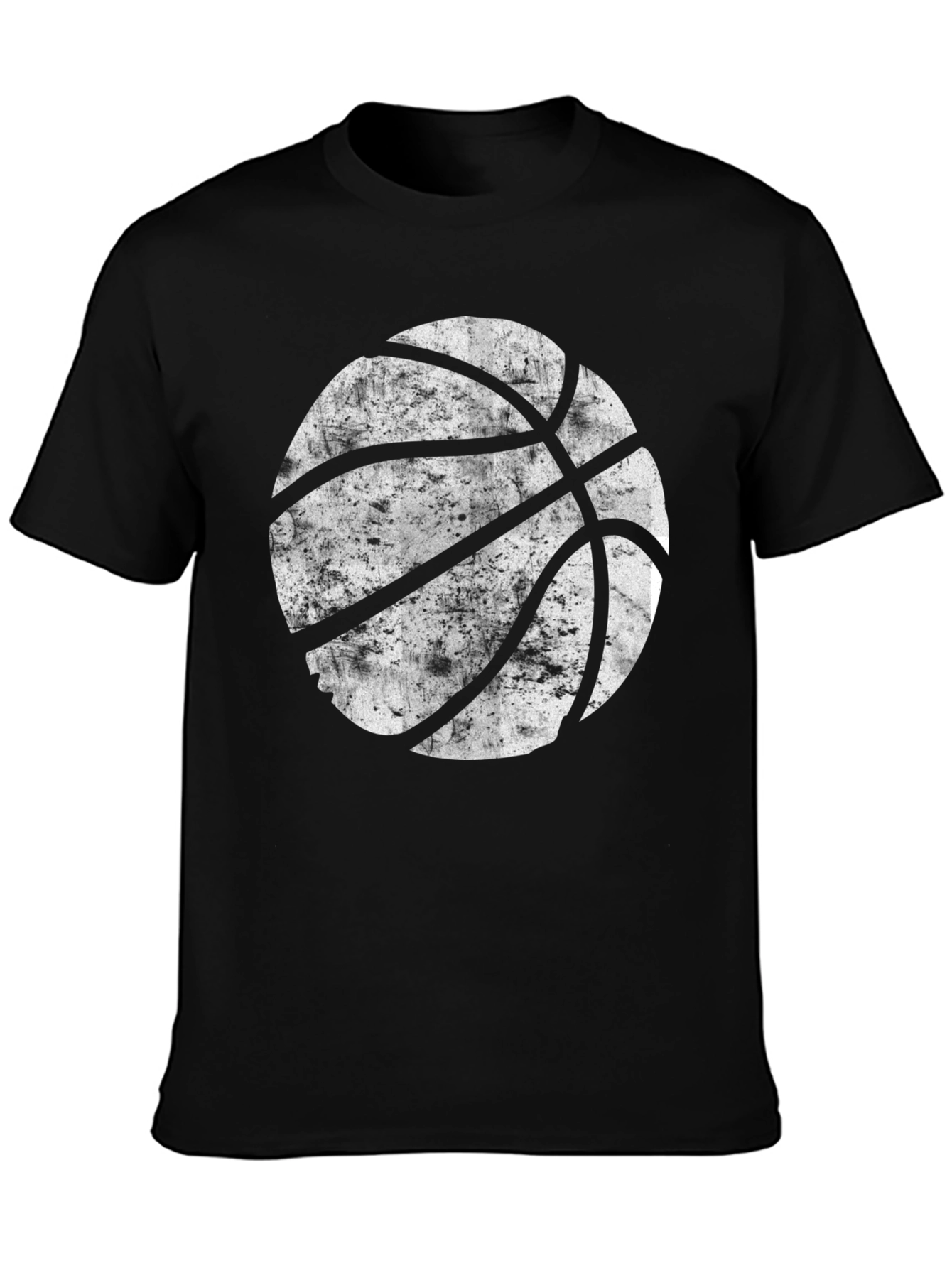 Distressed Basketball Graphic Tee - Black