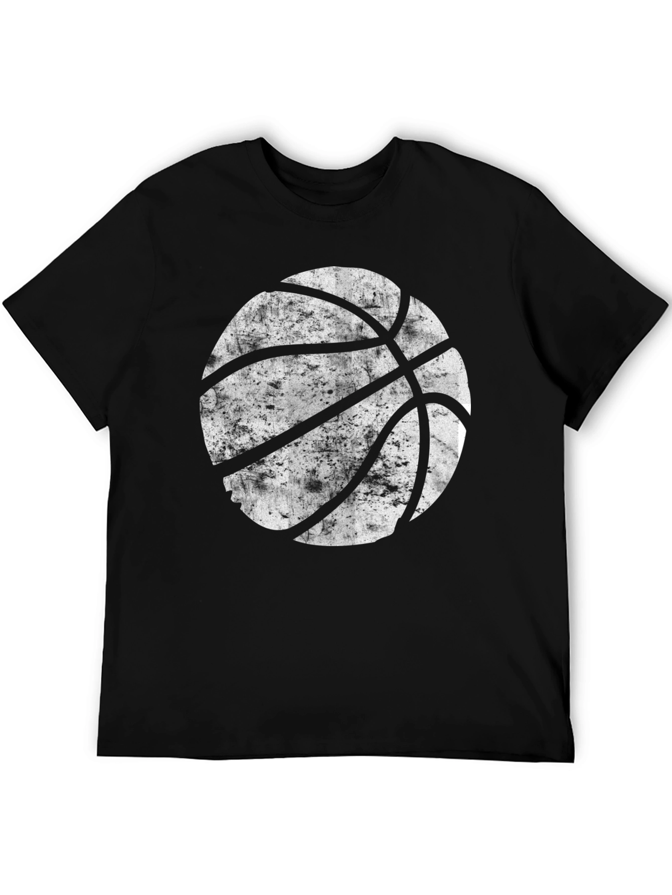 Distressed Basketball Graphic Tee - Black