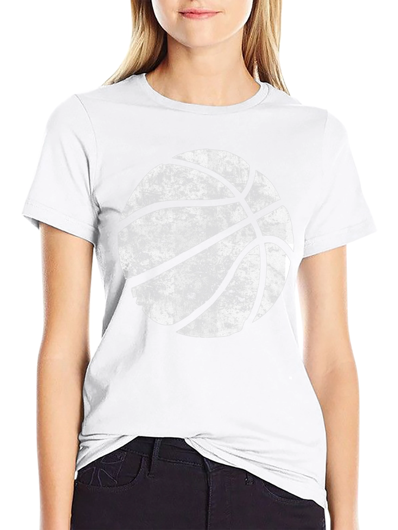 Distressed Basketball Graphic Tee - Black