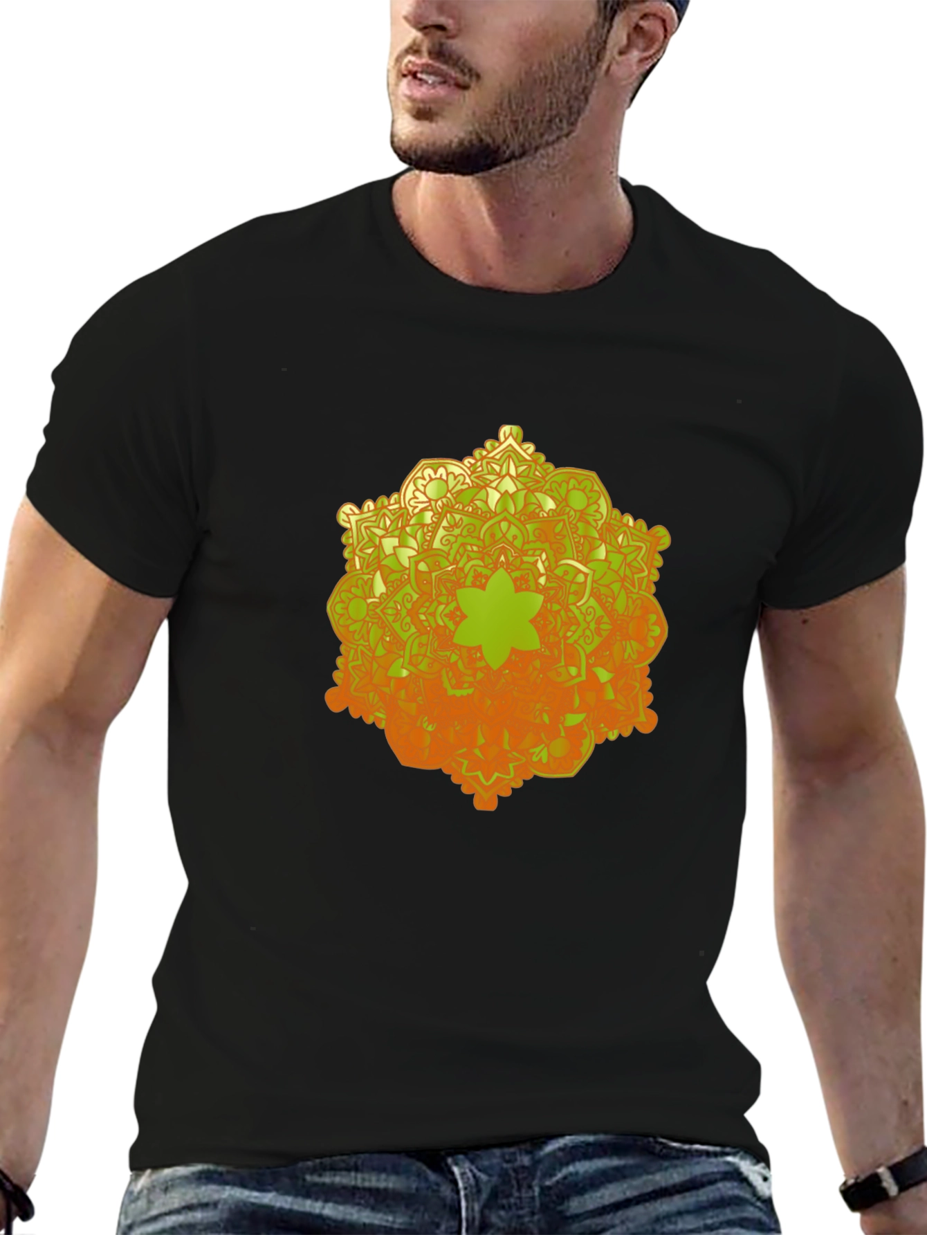 Mandala Graphic Tee - Trendy Black Cotton T-Shirt