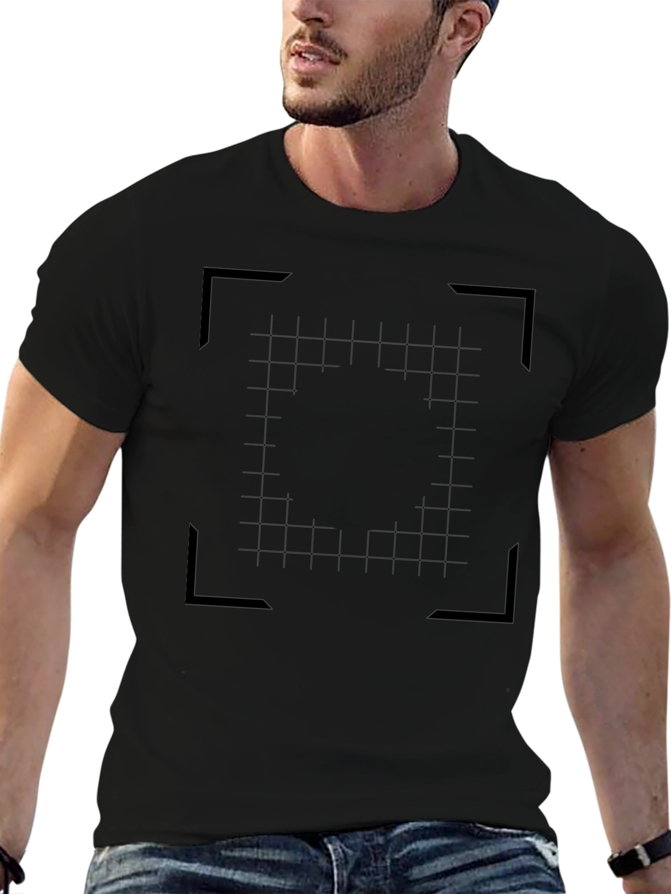 Grid Focus T-Shirt: Modern Geometric Design