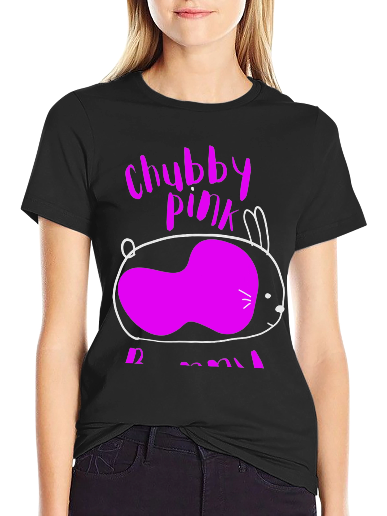 Chubby Pink Bunny Graphic T-Shirt