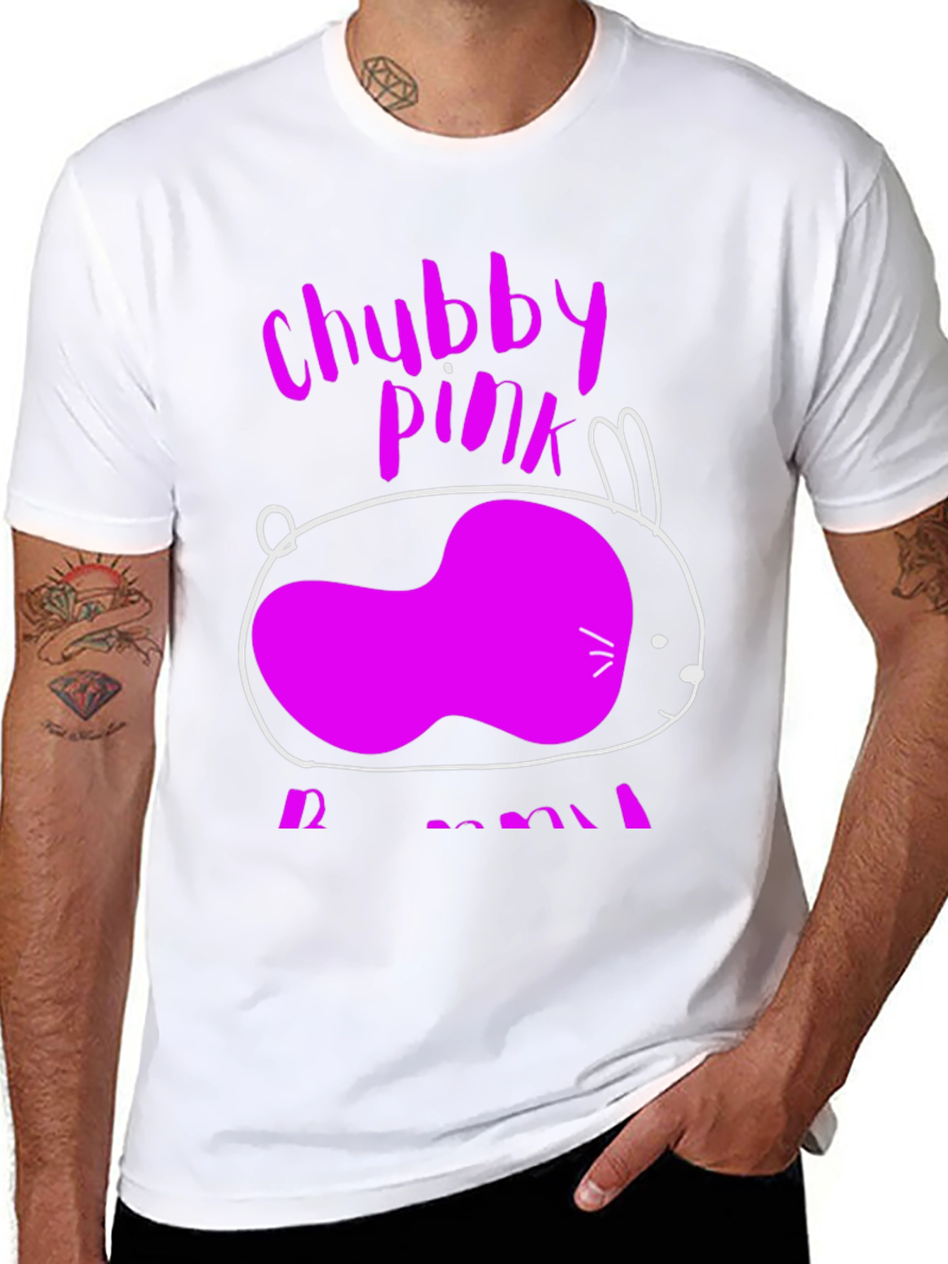 Chubby Pink Bunny Graphic T-Shirt