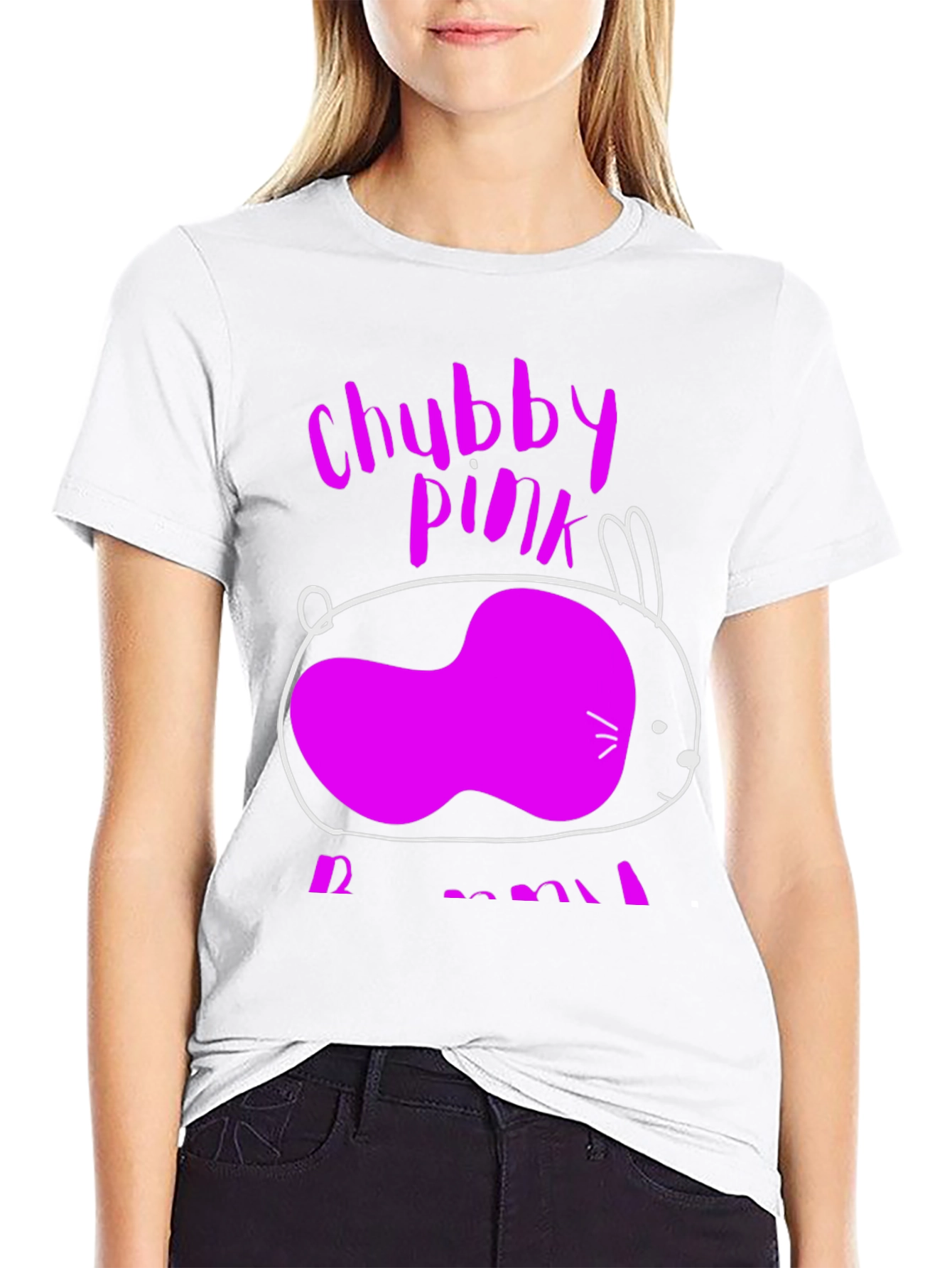 Chubby Pink Bunny Graphic T-Shirt
