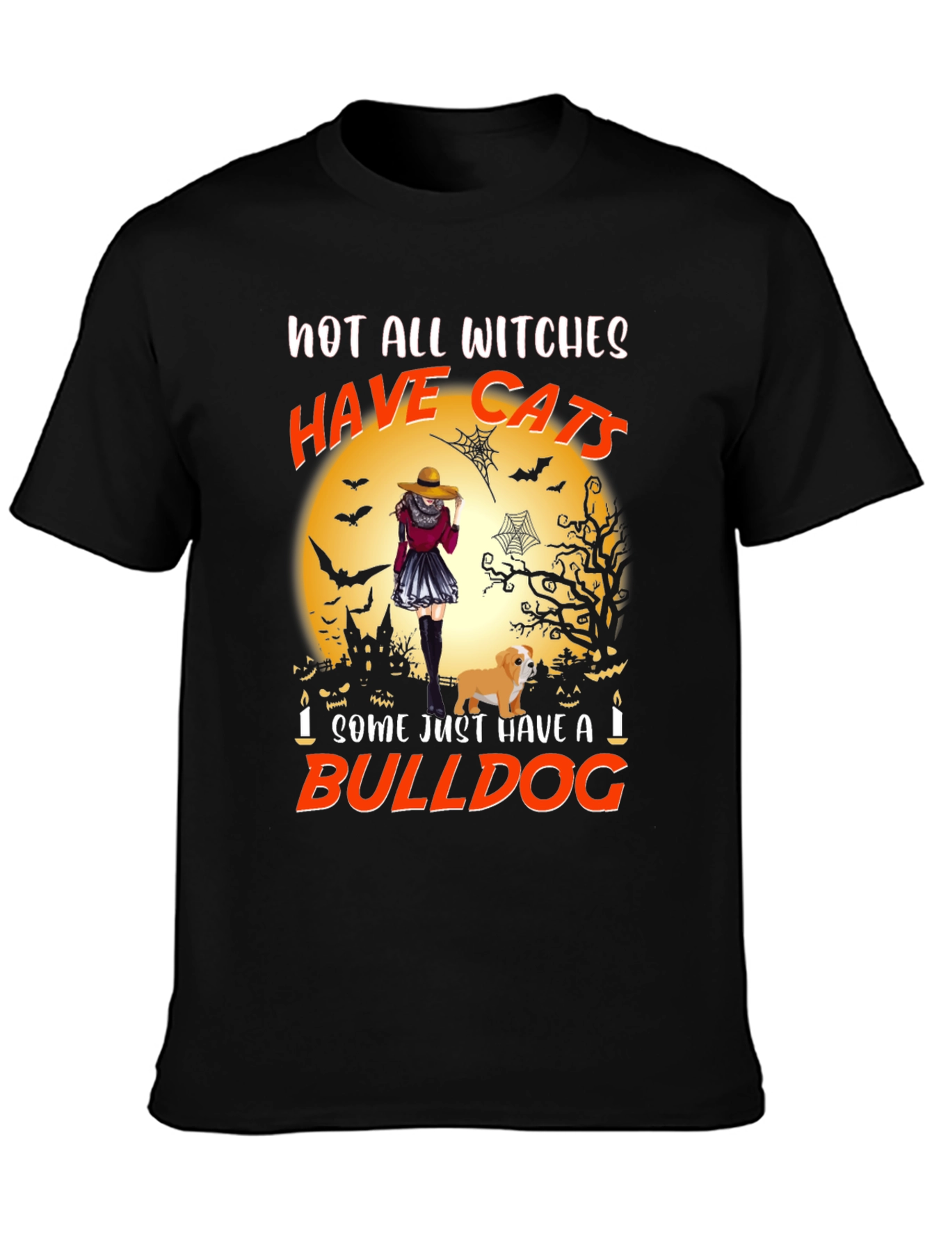 Witch & Bulldog Halloween Graphic Tee
