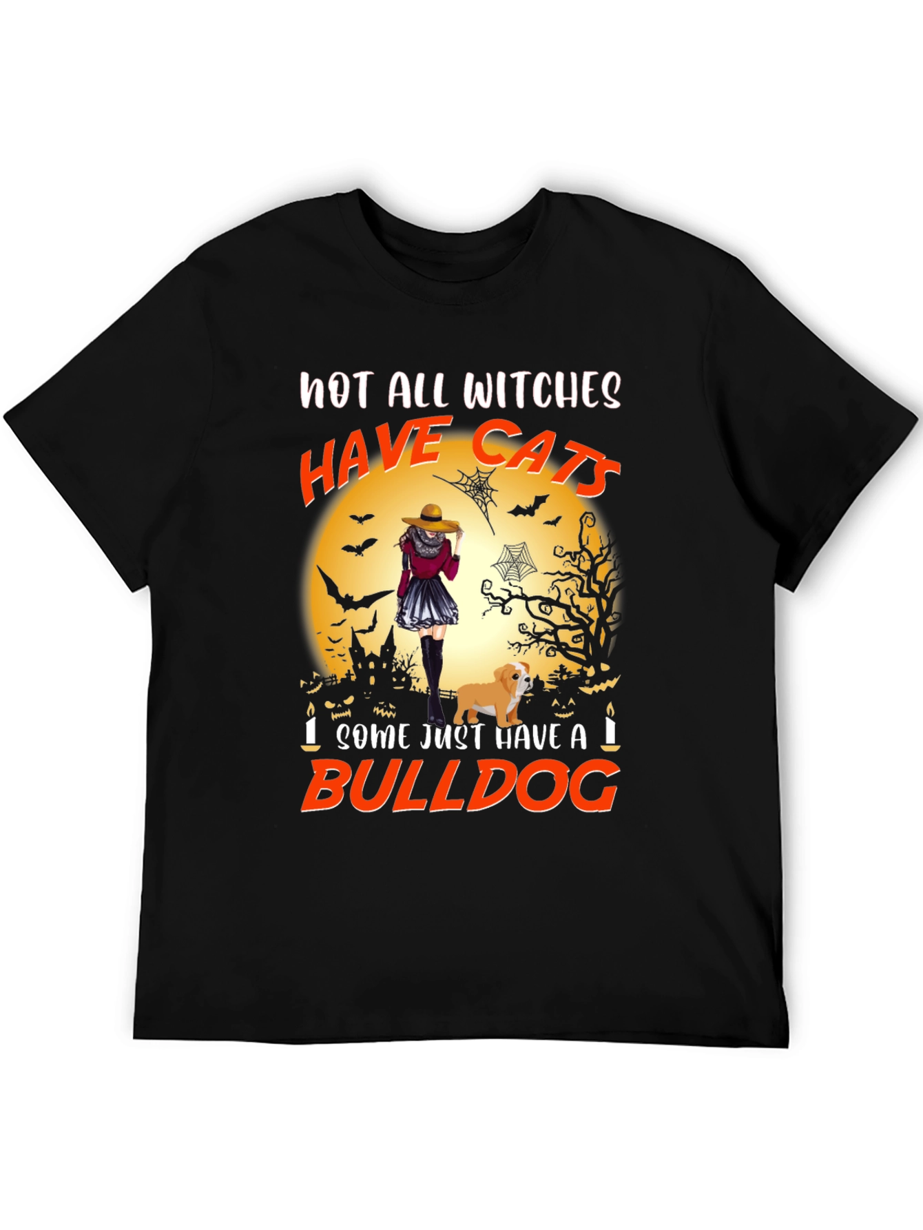 Witch & Bulldog Halloween Graphic Tee