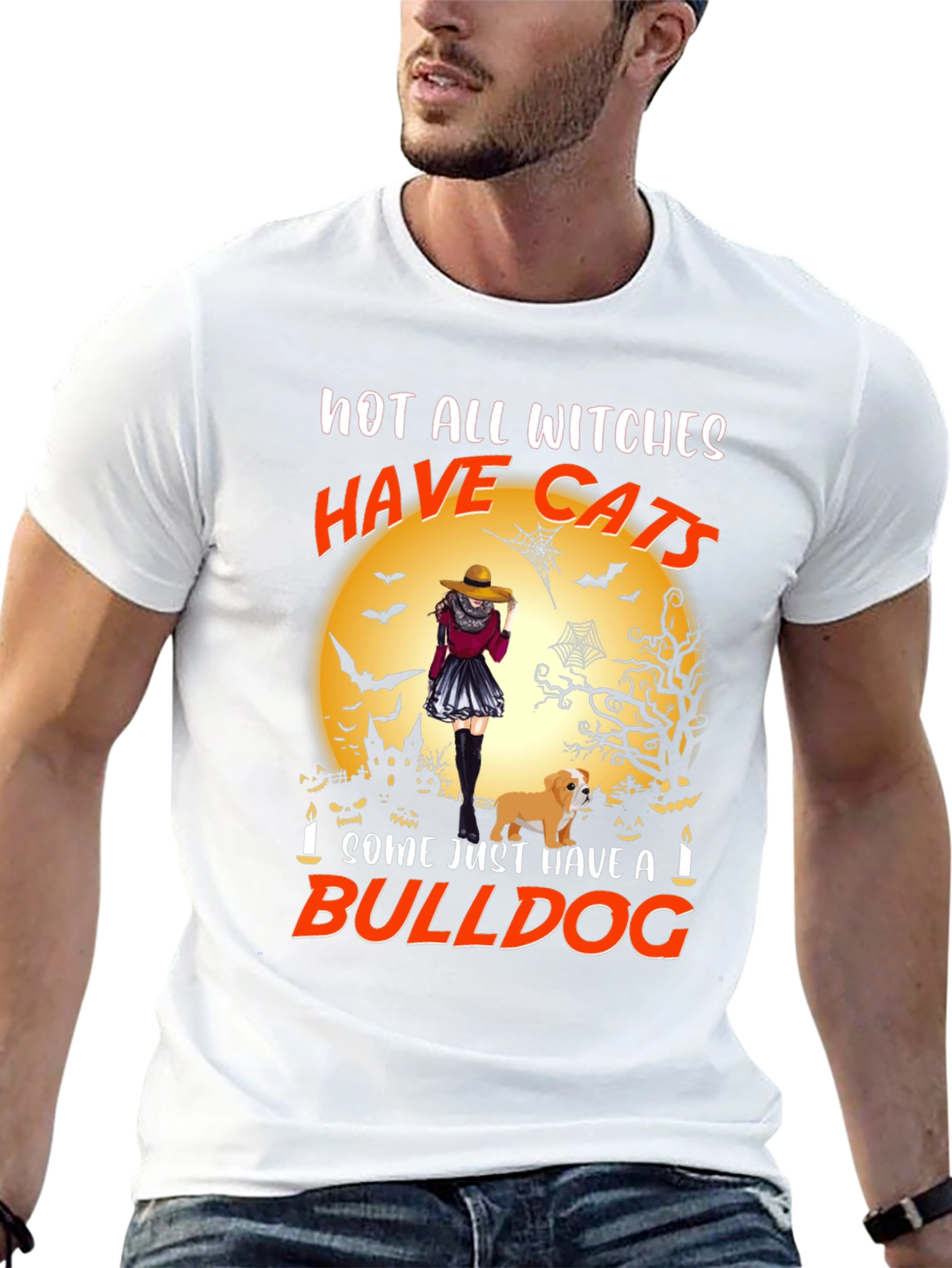 Witch & Bulldog Halloween Graphic Tee
