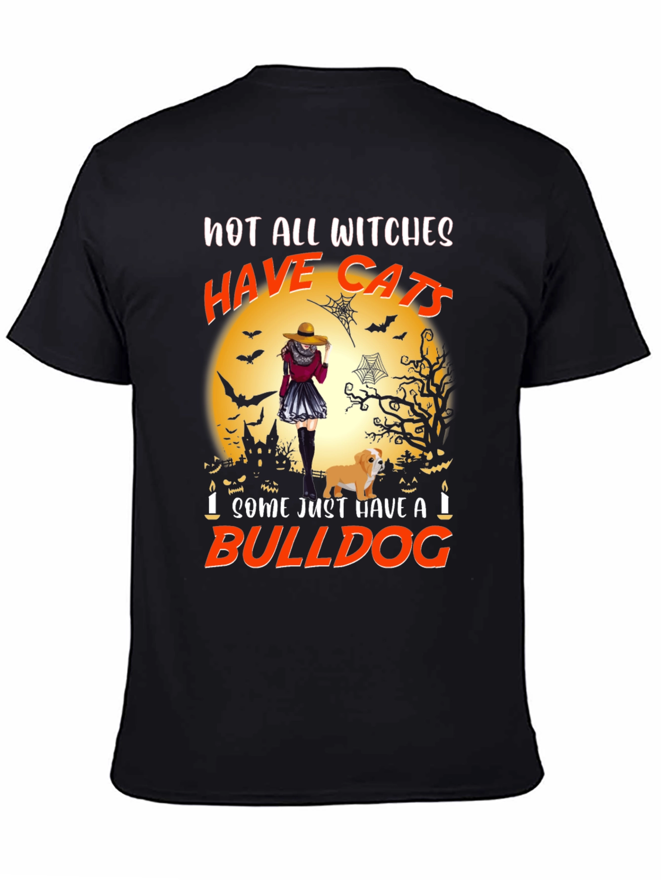 Witch & Bulldog Halloween Graphic Tee