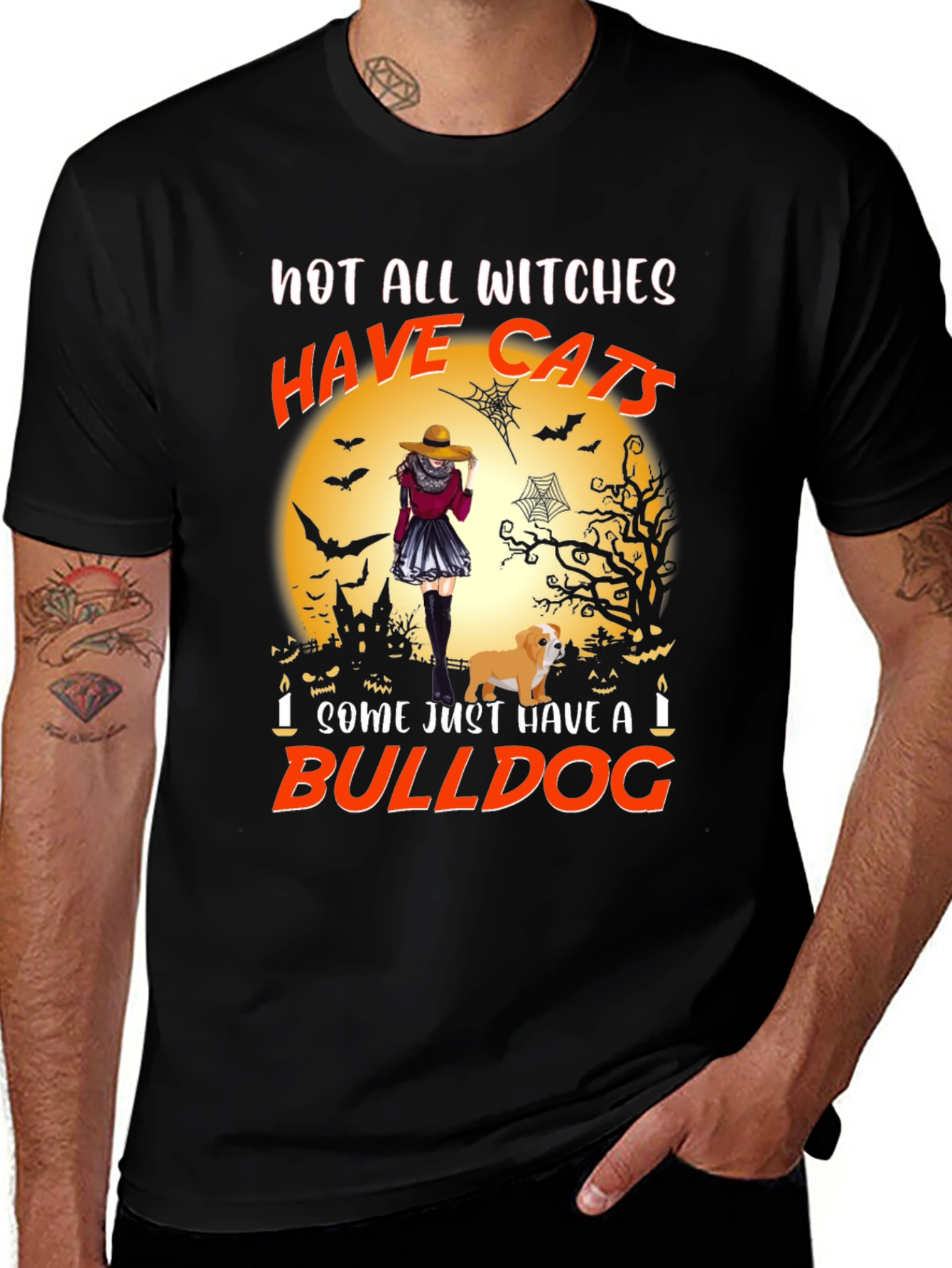 Witch & Bulldog Halloween Graphic Tee