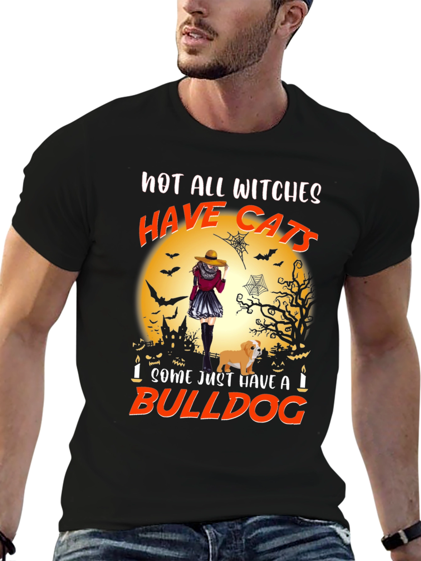 Witch & Bulldog Halloween Graphic Tee