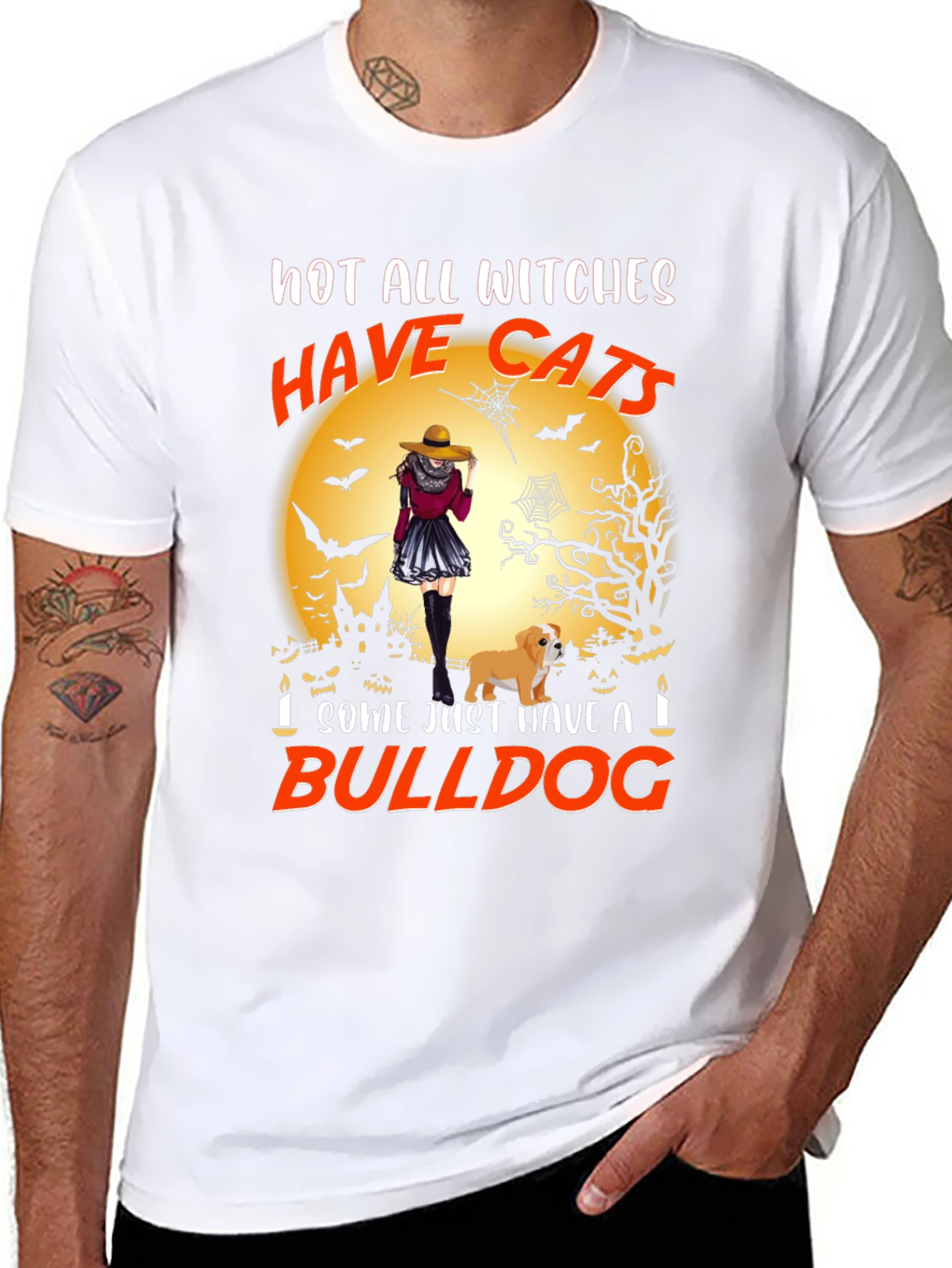 Witch & Bulldog Halloween Graphic Tee