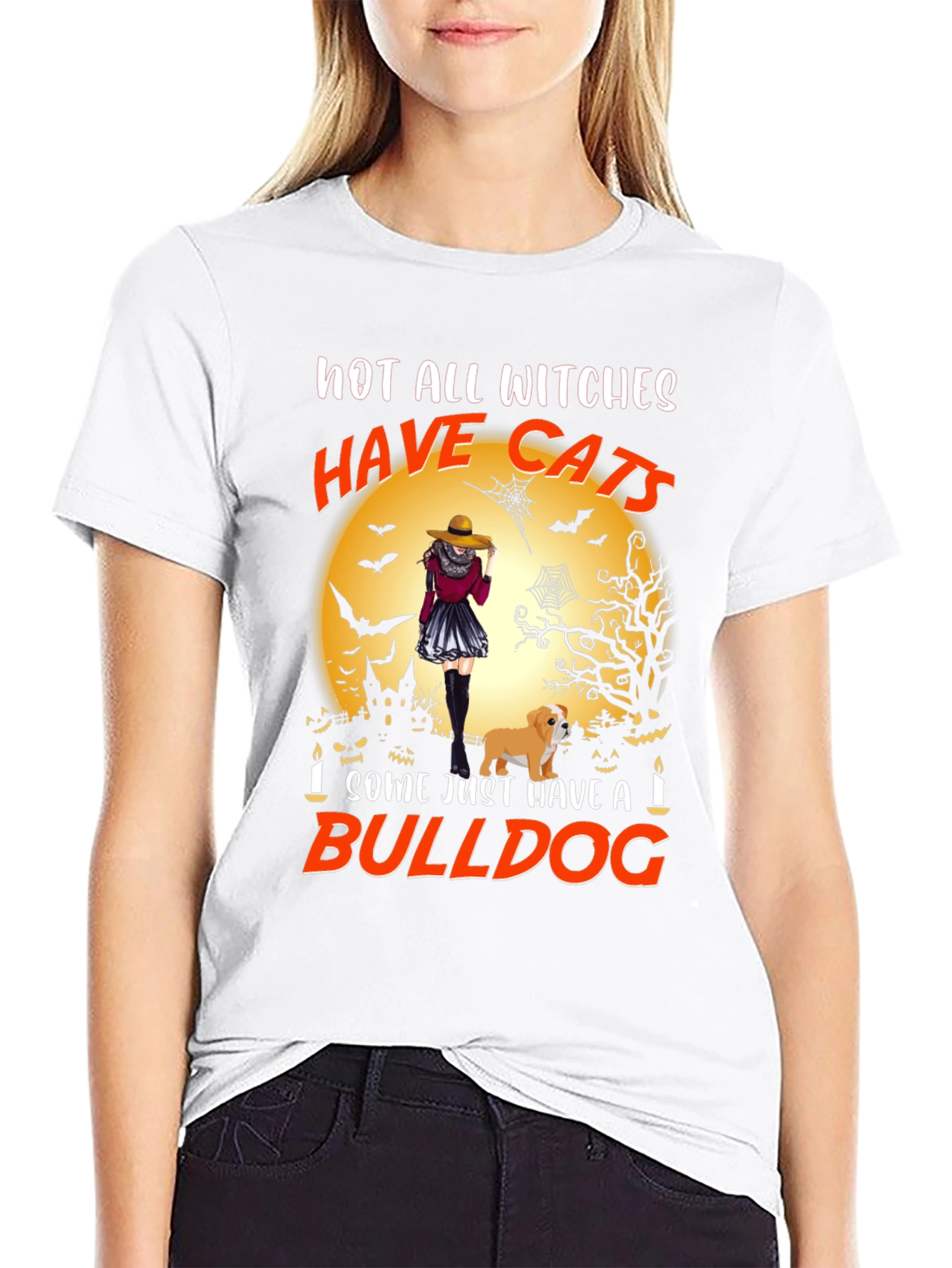 Witch & Bulldog Halloween Graphic Tee