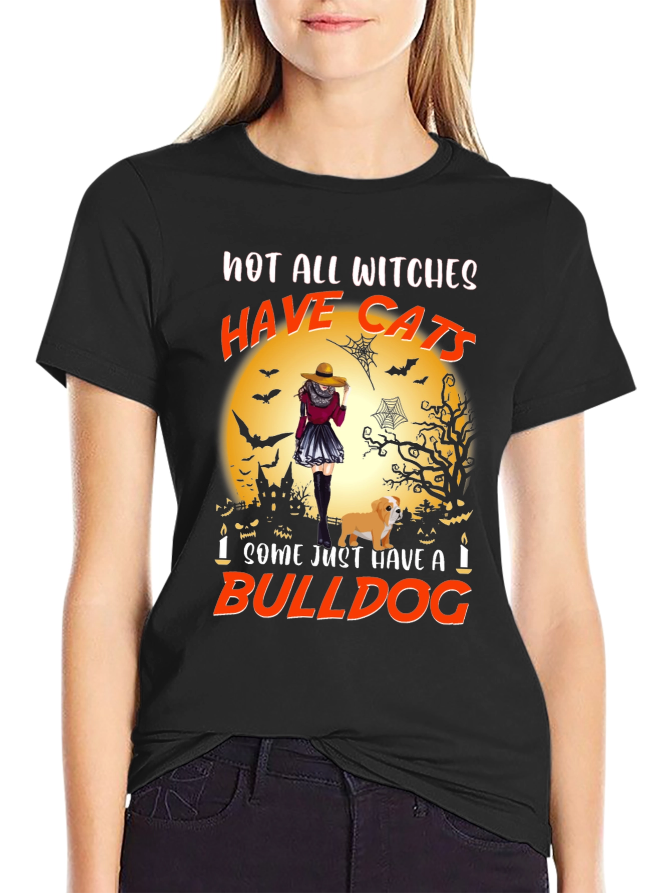 Witch & Bulldog Halloween Graphic Tee