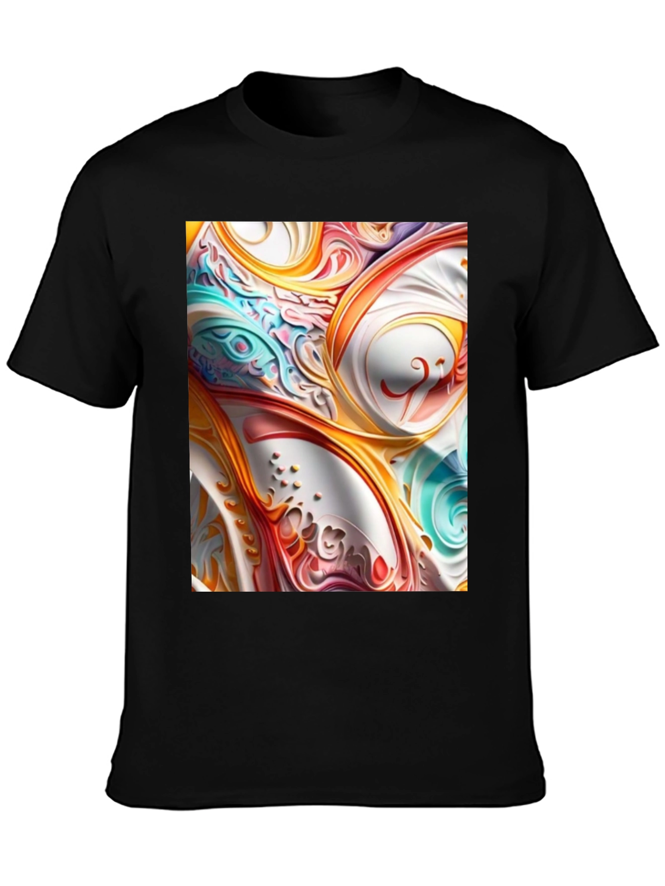 Abstract Swirl Art Black T-Shirt