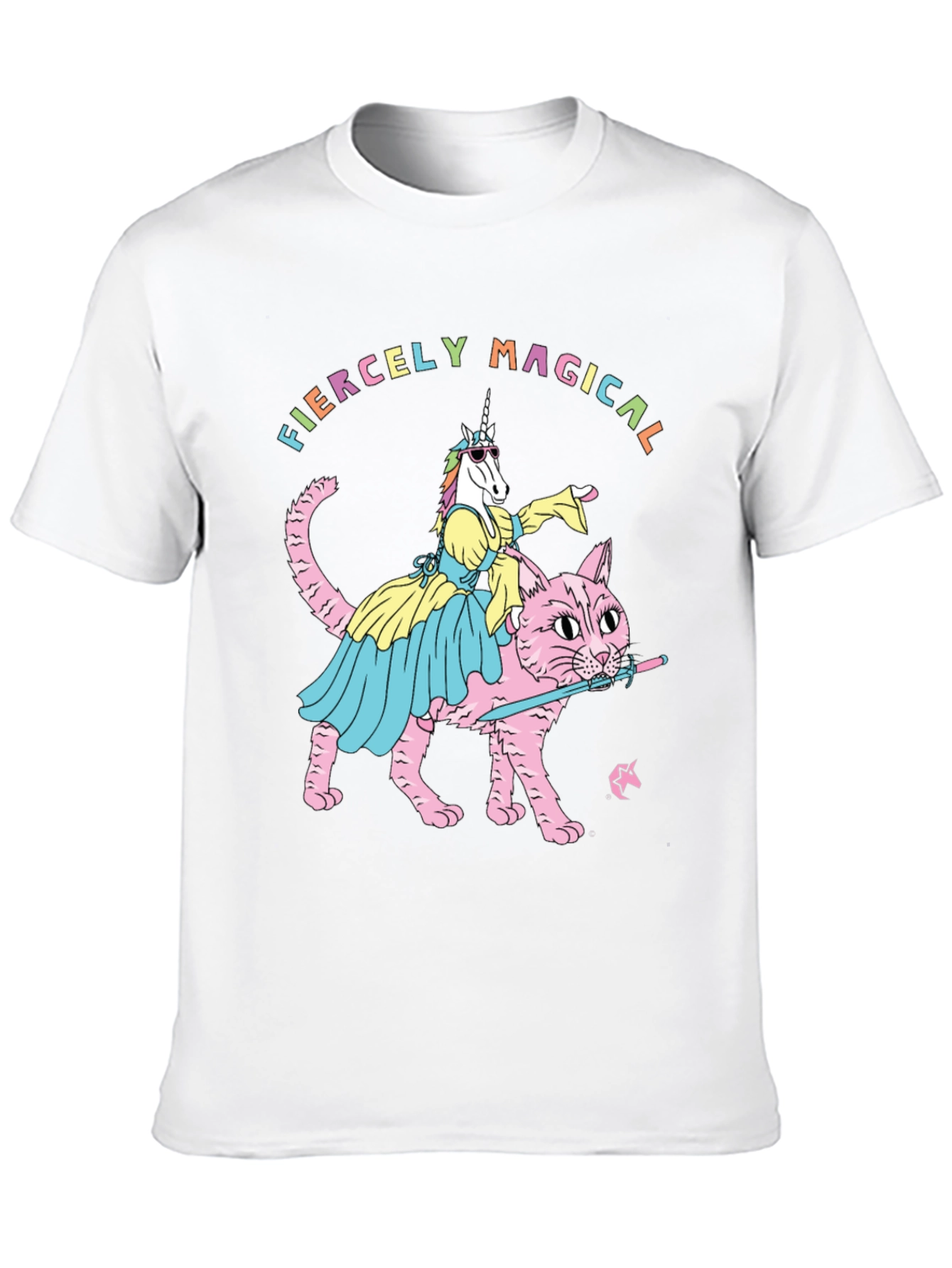 Fiercely Magical Unicorn Riding Cat T-Shirt