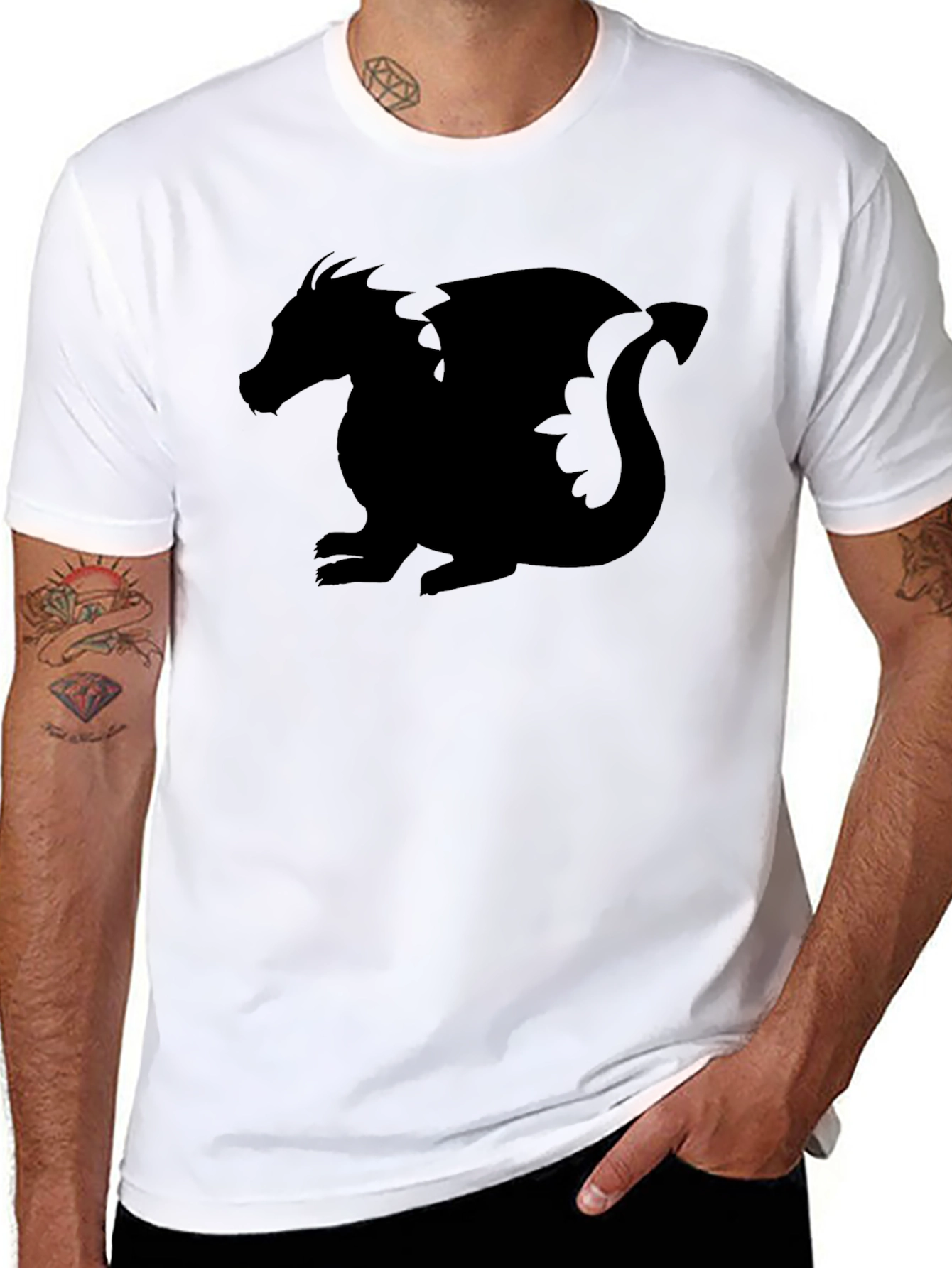 Dragon Silhouette Graphic Tee - Black T-Shirt