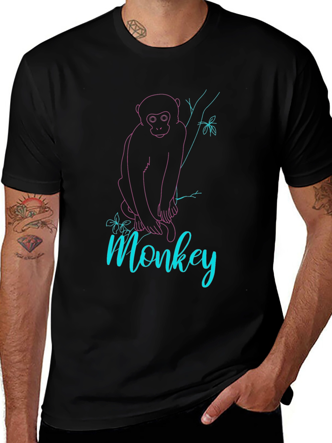 Monkey Graphic Tee - Black Cotton Blend