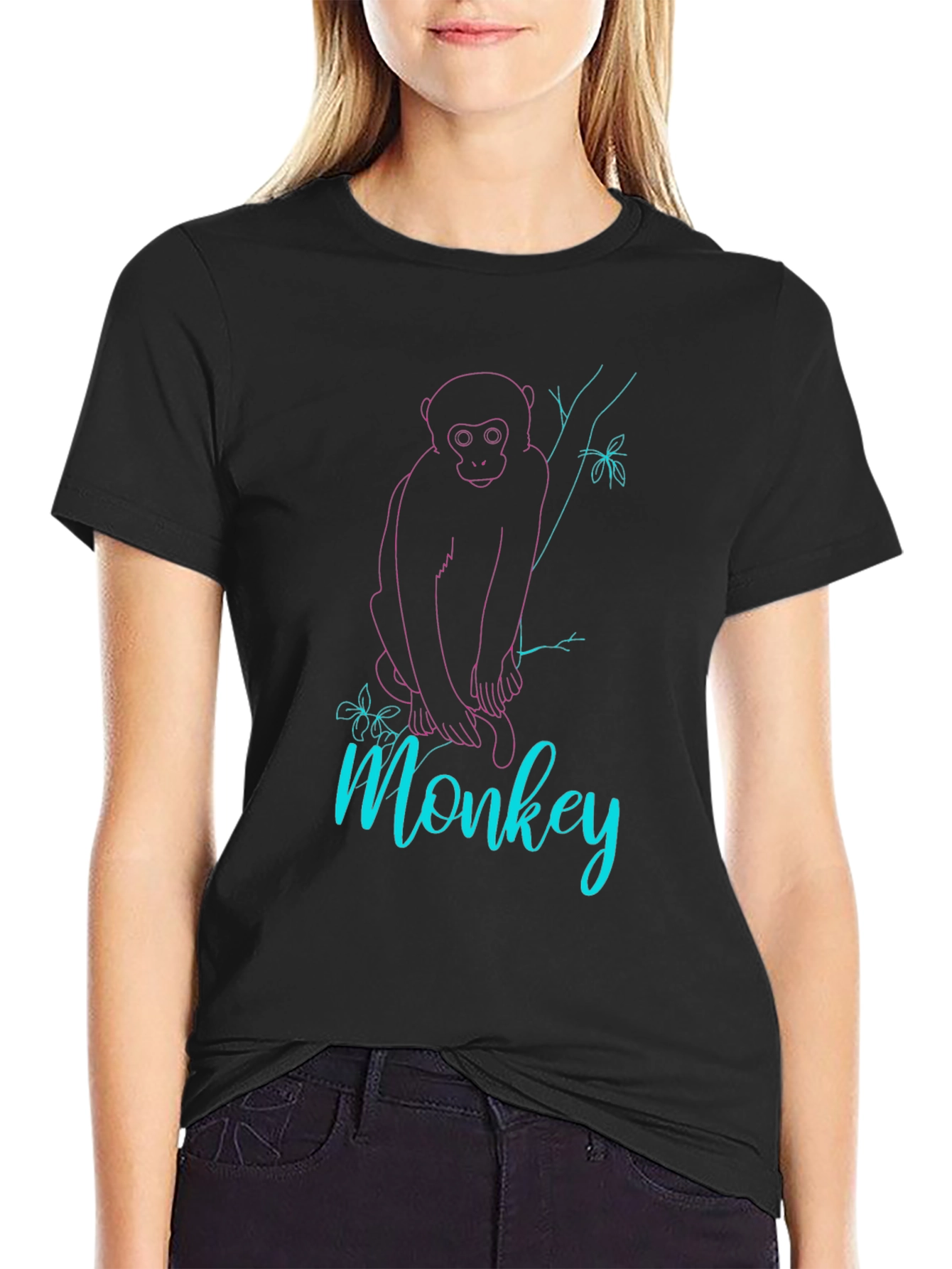 Monkey Graphic Tee - Black Cotton Blend
