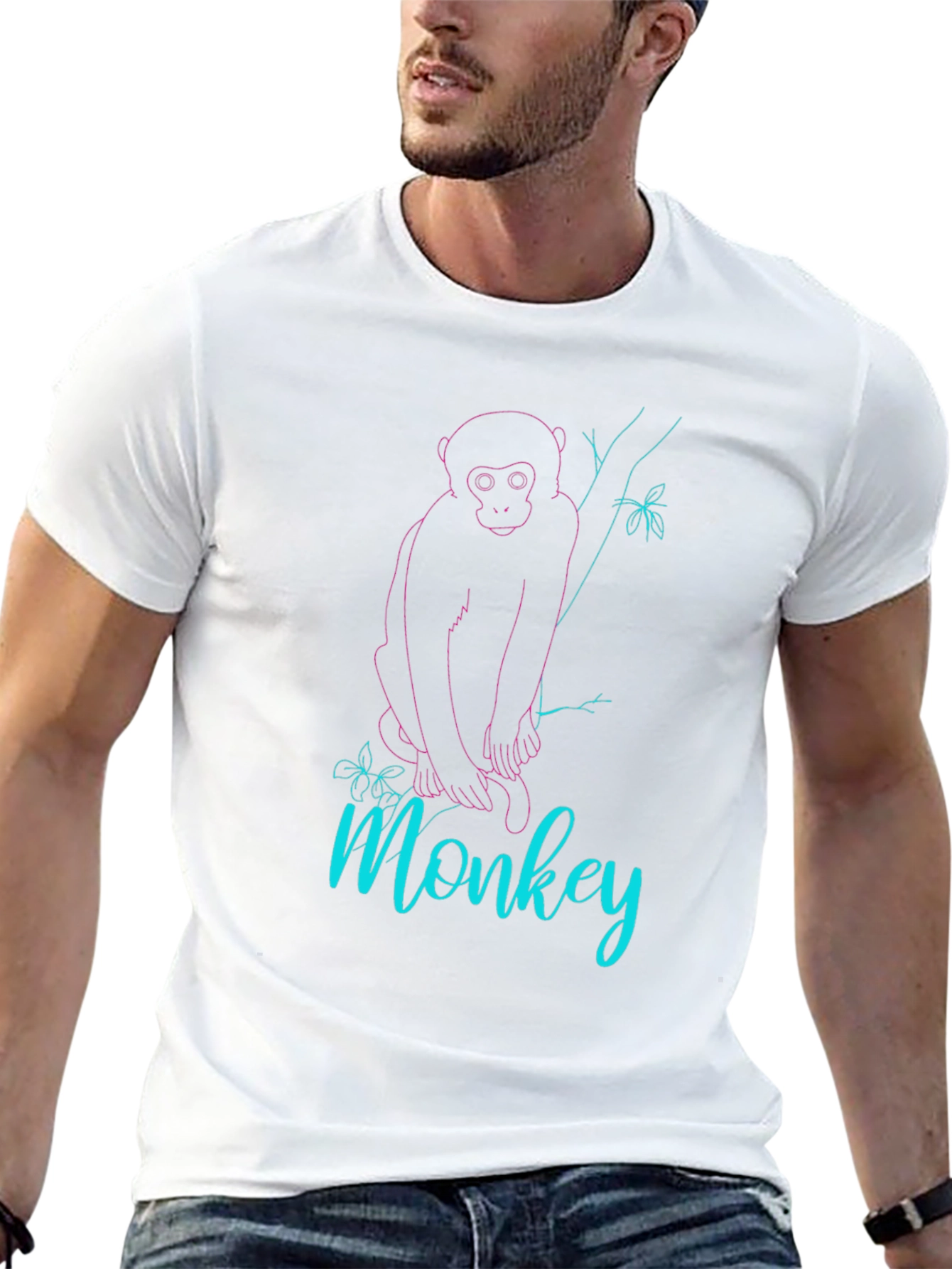 Monkey Graphic Tee - Black Cotton Blend