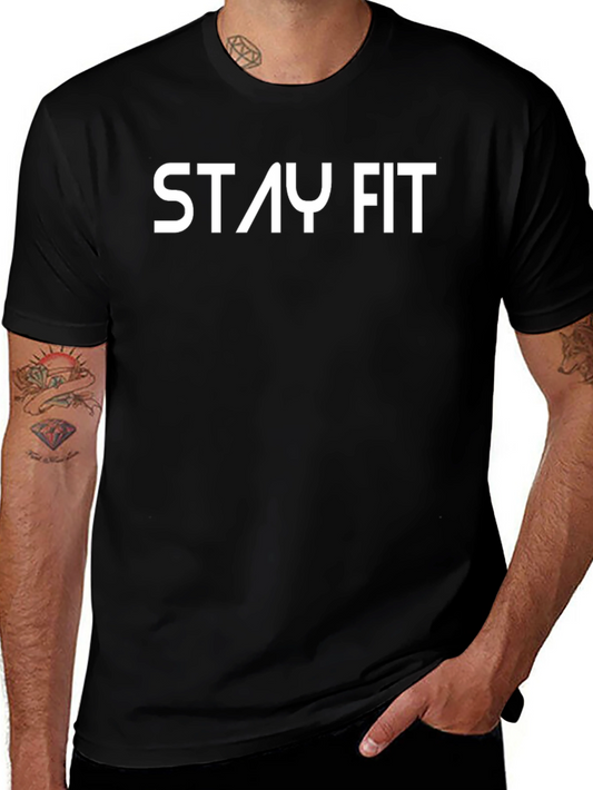 Stay Fit Black Graphic Tee