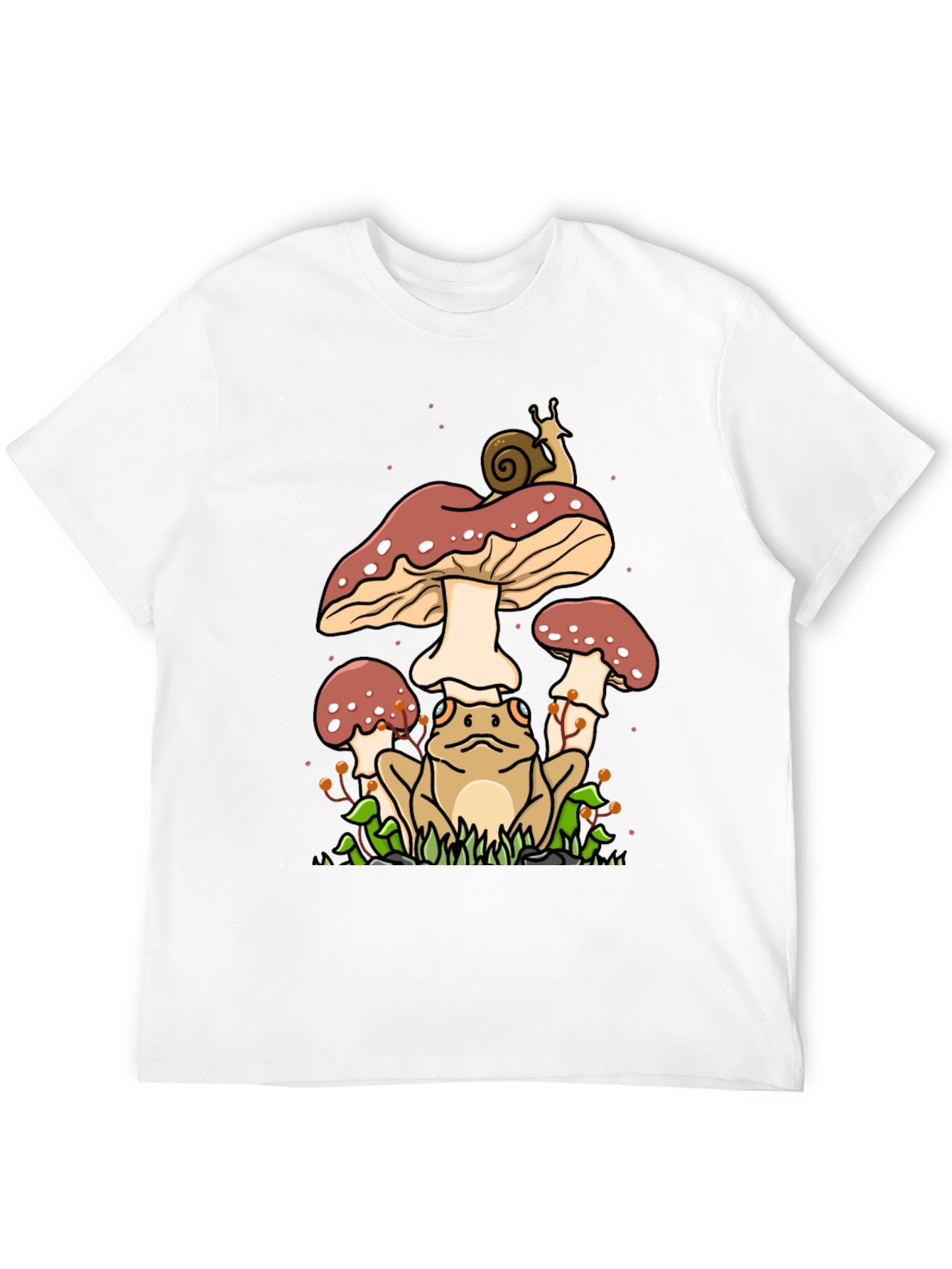 Frog and Mushroom Graphic Tee - Black