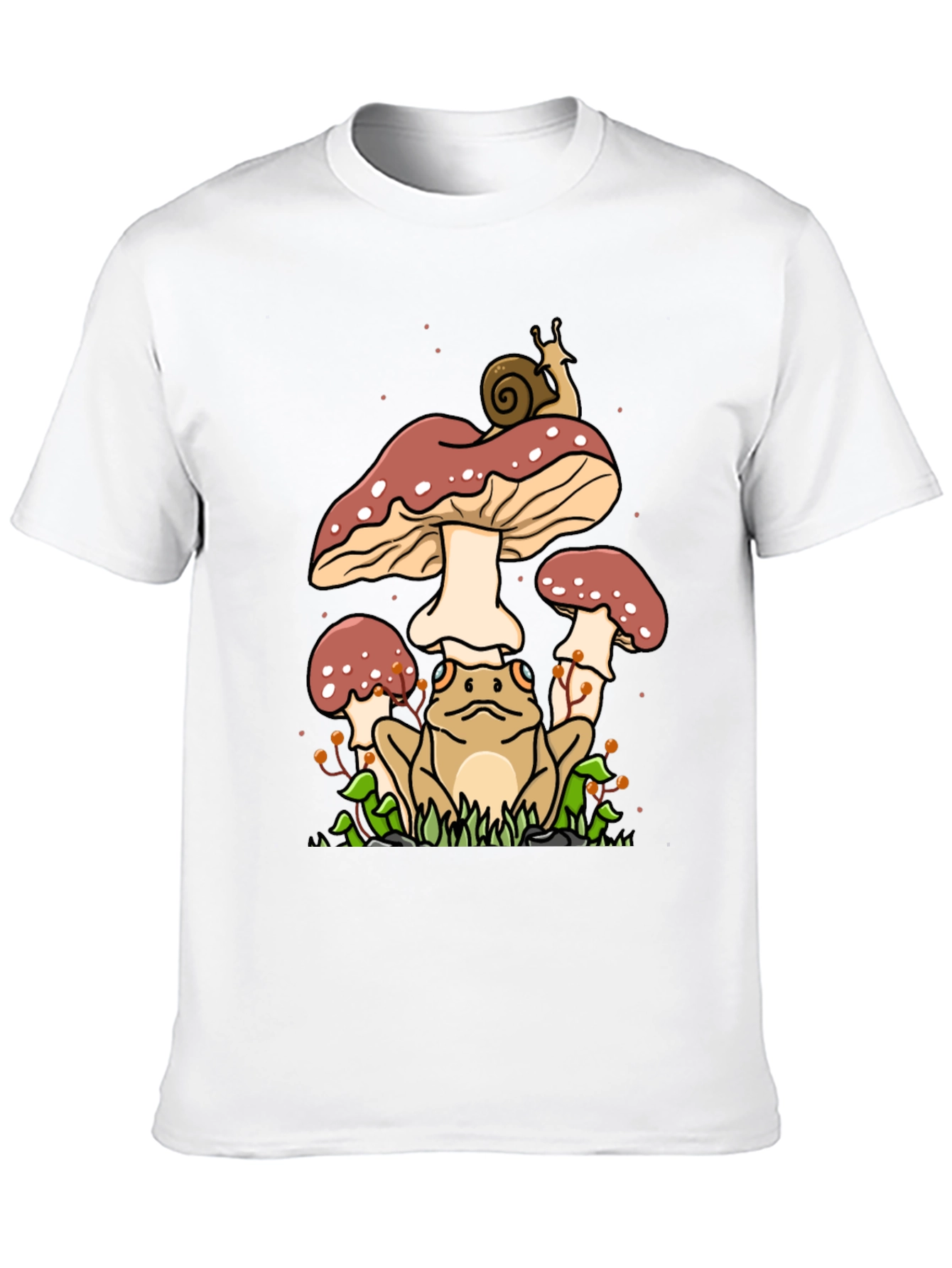 Frog and Mushroom Graphic Tee - Black