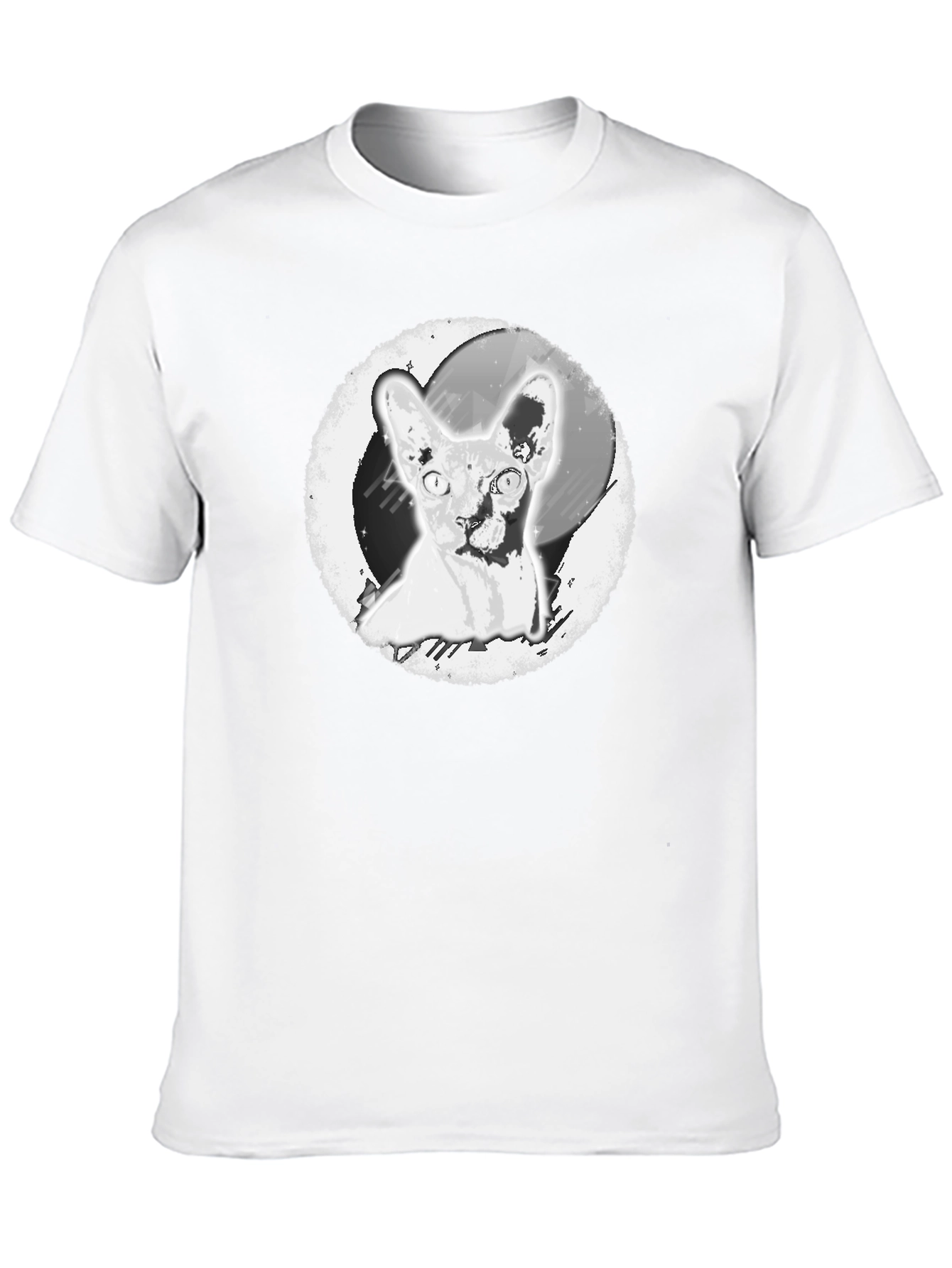 Sphynx Cat Graphic Print Black T-Shirt