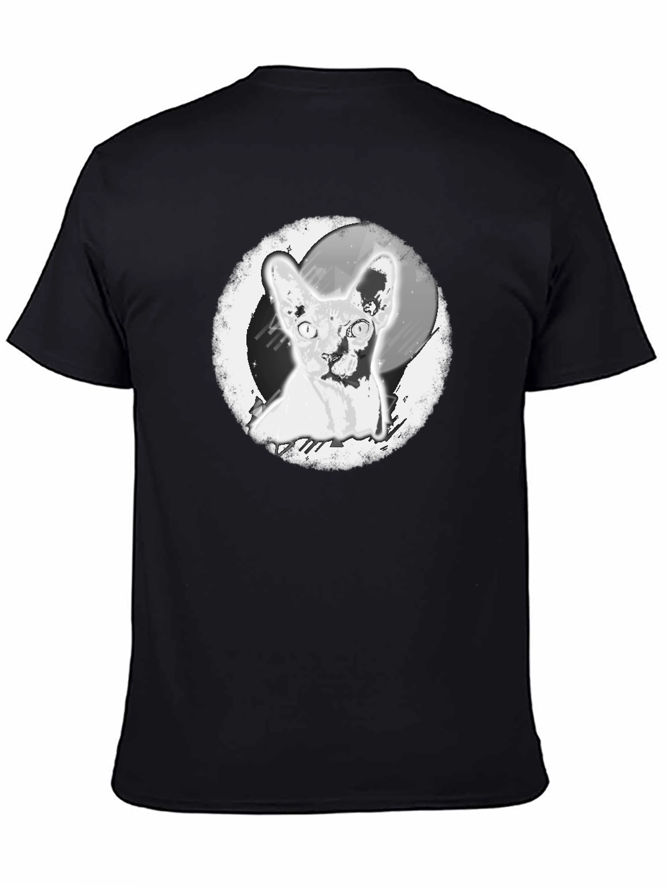 Sphynx Cat Graphic Print Black T-Shirt