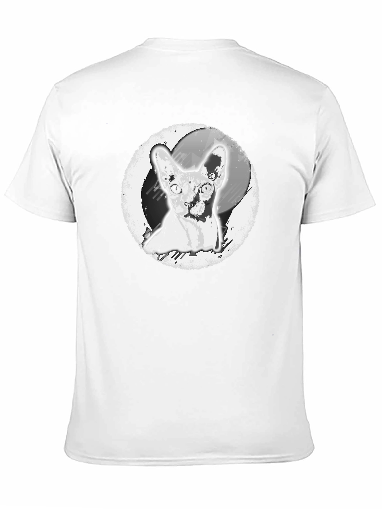 Sphynx Cat Graphic Print Black T-Shirt