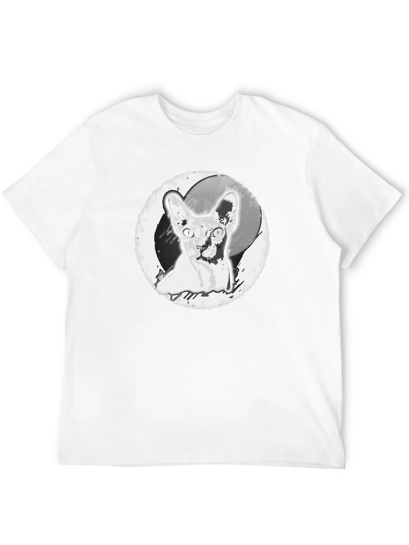 Sphynx Cat Graphic Print Black T-Shirt