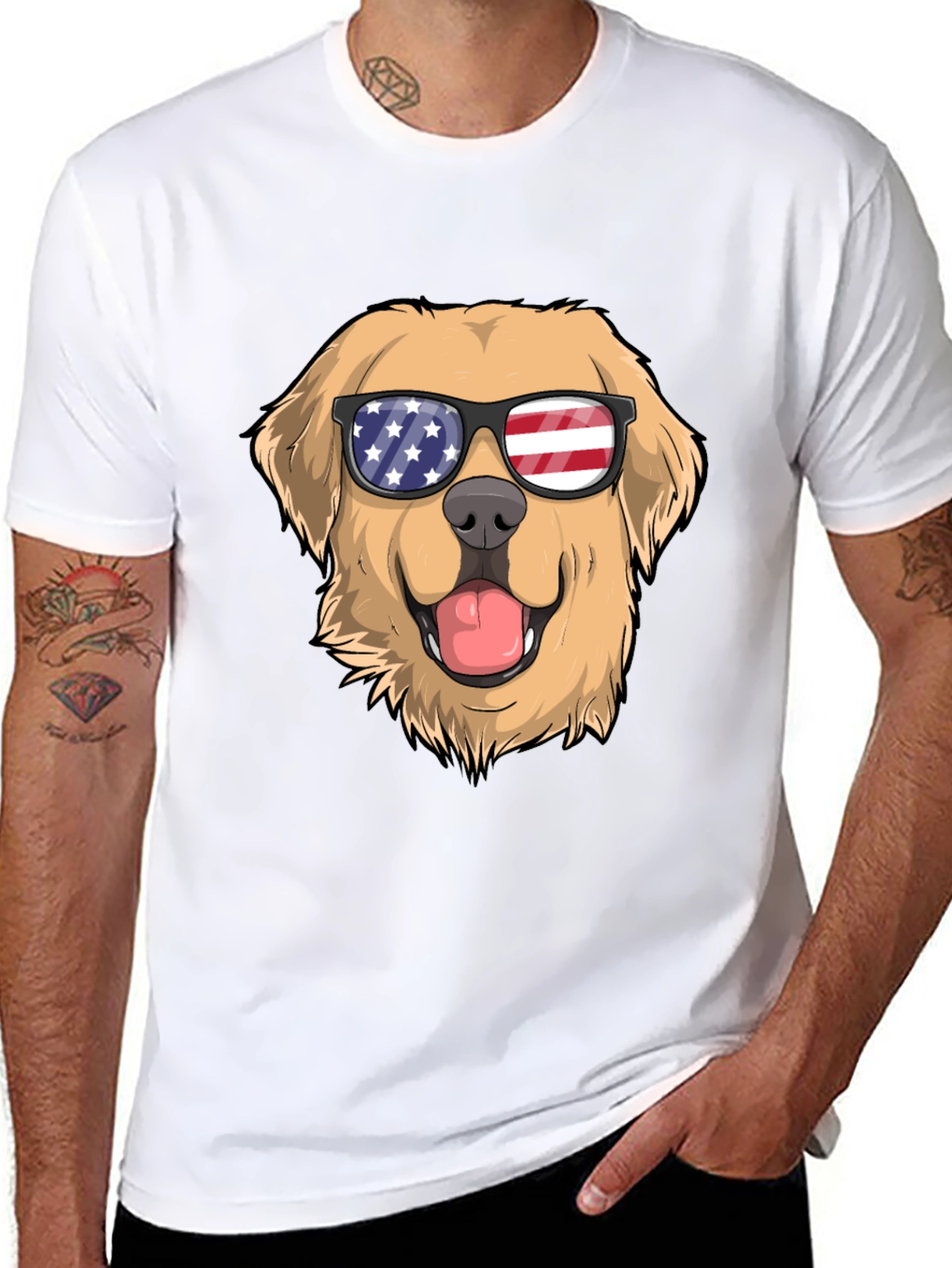 Patriotic Pup T-Shirt: Golden Retriever USA