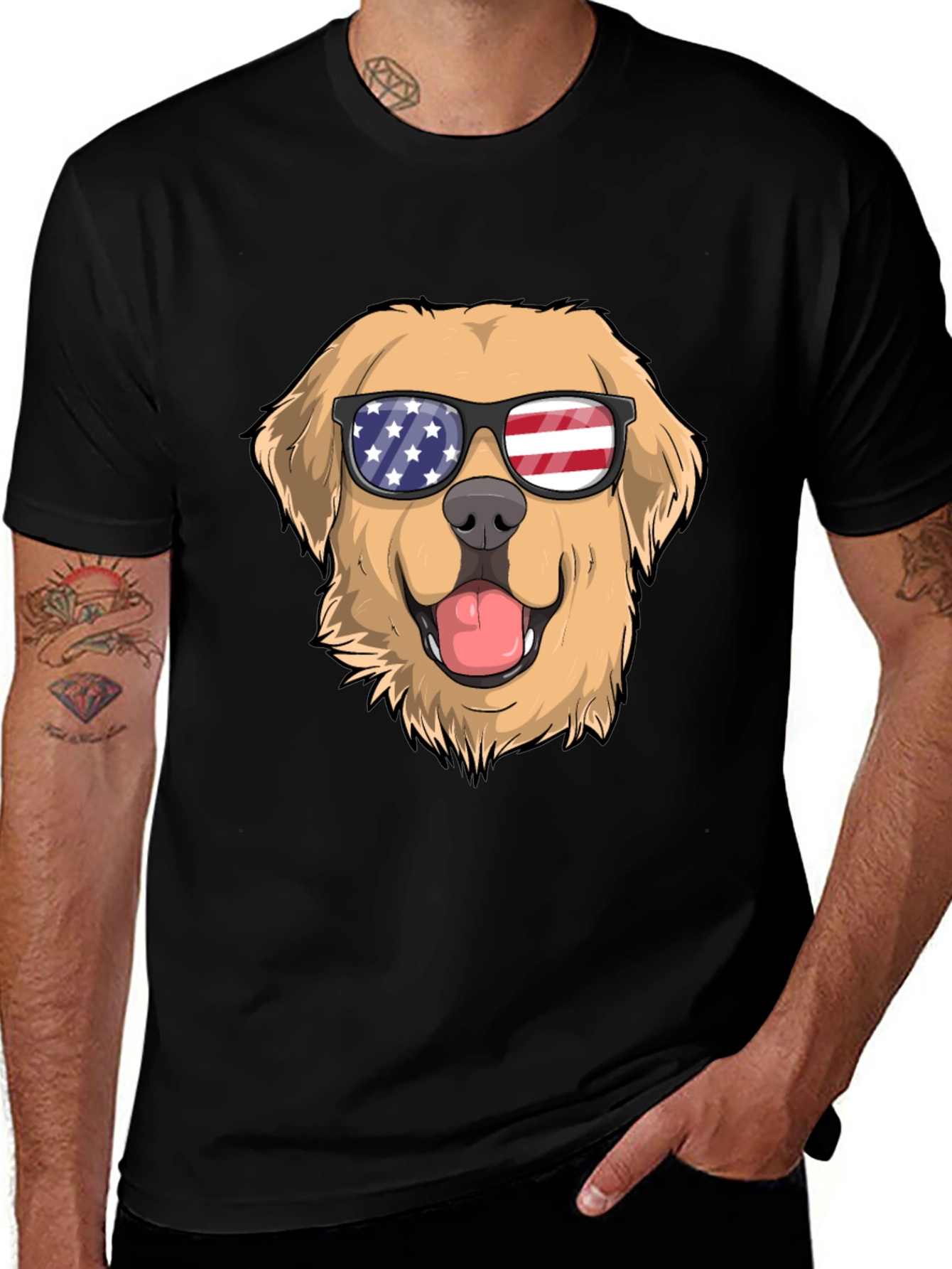Patriotic Pup T-Shirt: Golden Retriever USA