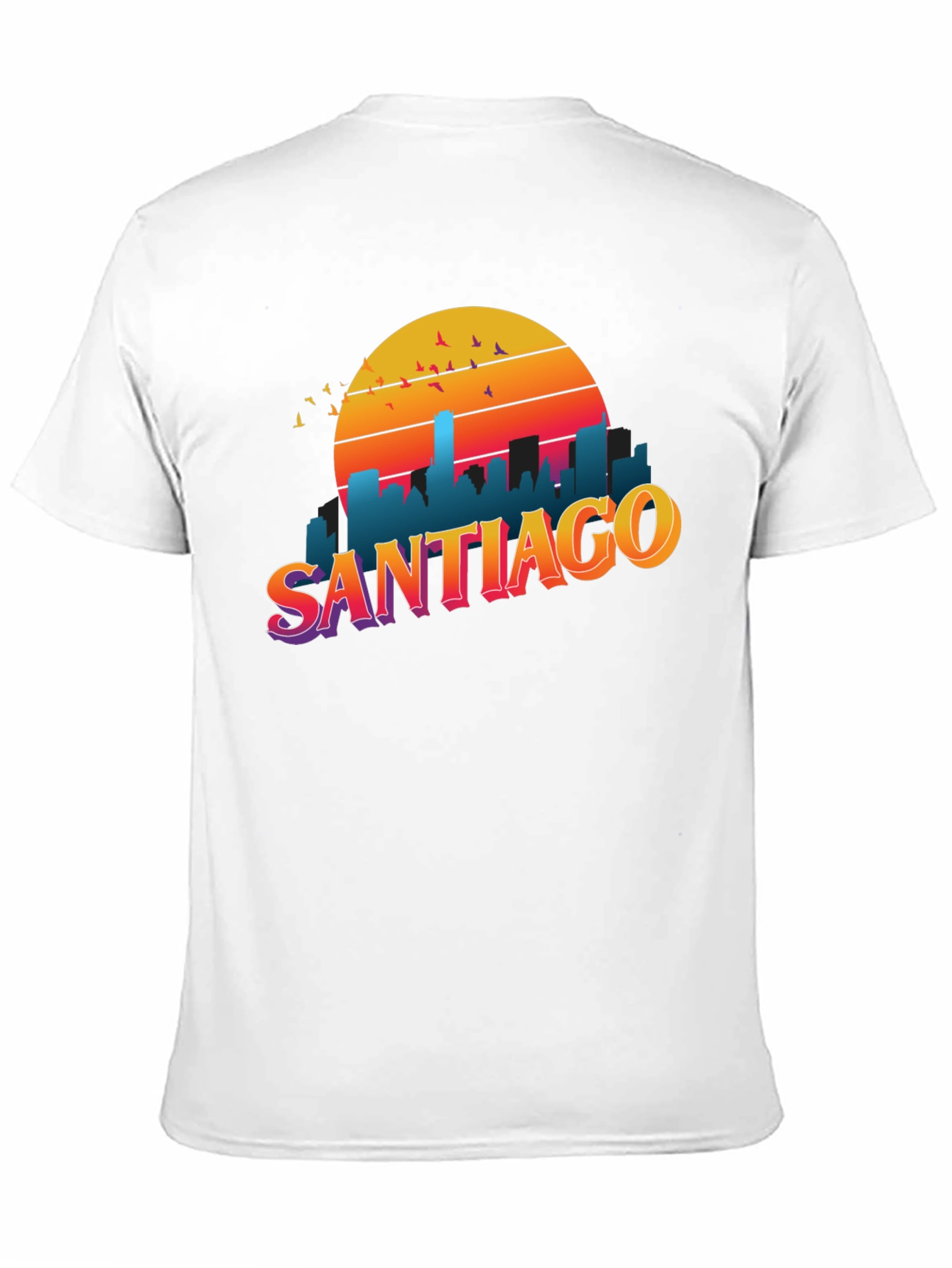 Santiago Sunset Graphic Tee - Retro Style Black T-Shirt