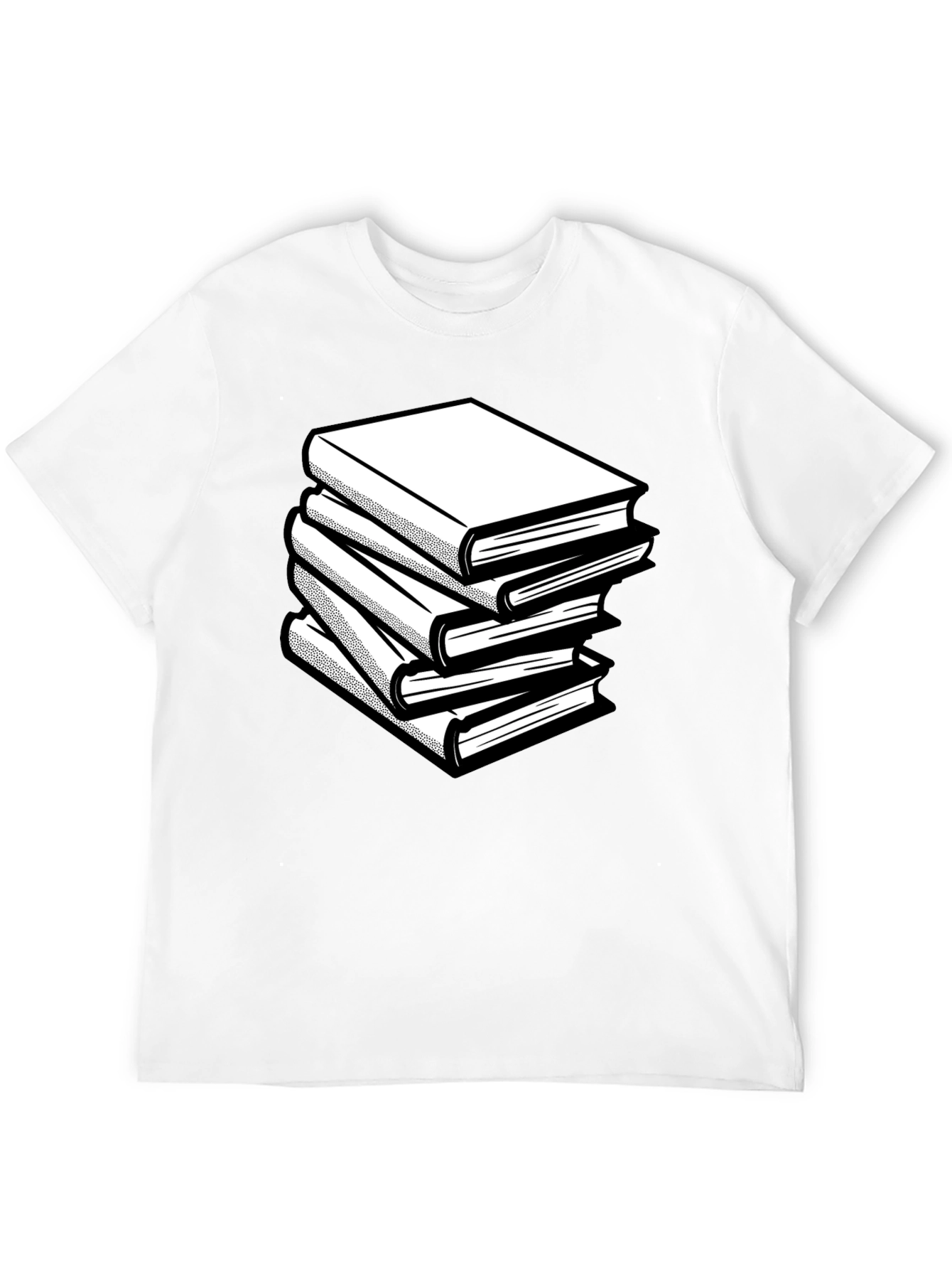 Stacked Books Graphic Tee - Black Cotton Comfort