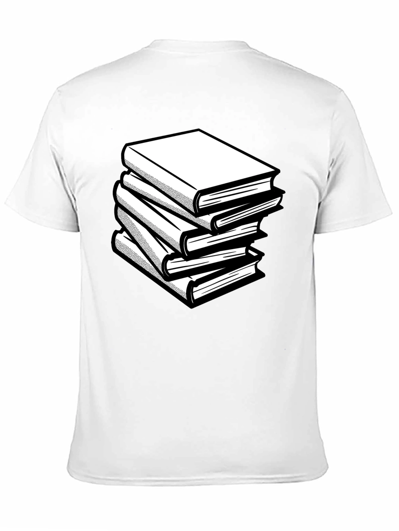 Stacked Books Graphic Tee - Black Cotton Comfort
