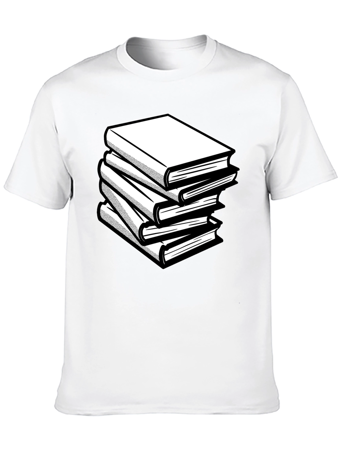 Stacked Books Graphic Tee - Black Cotton Comfort