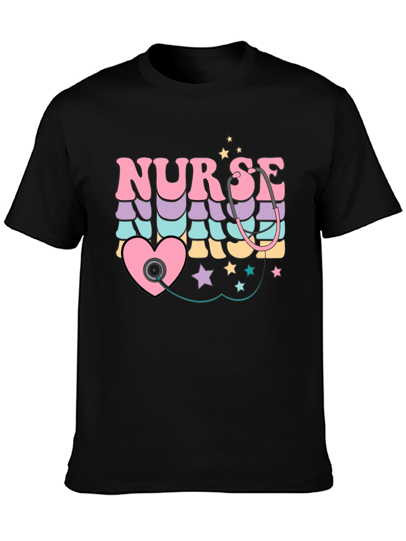 Retro Nurse T-Shirt with Stethoscope Heart Design