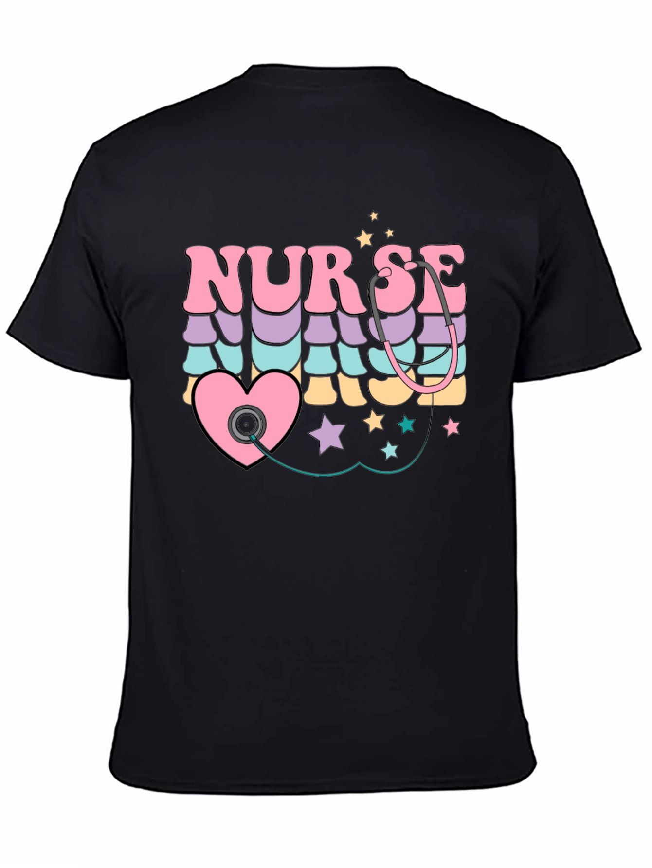 Retro Nurse T-Shirt with Stethoscope Heart Design