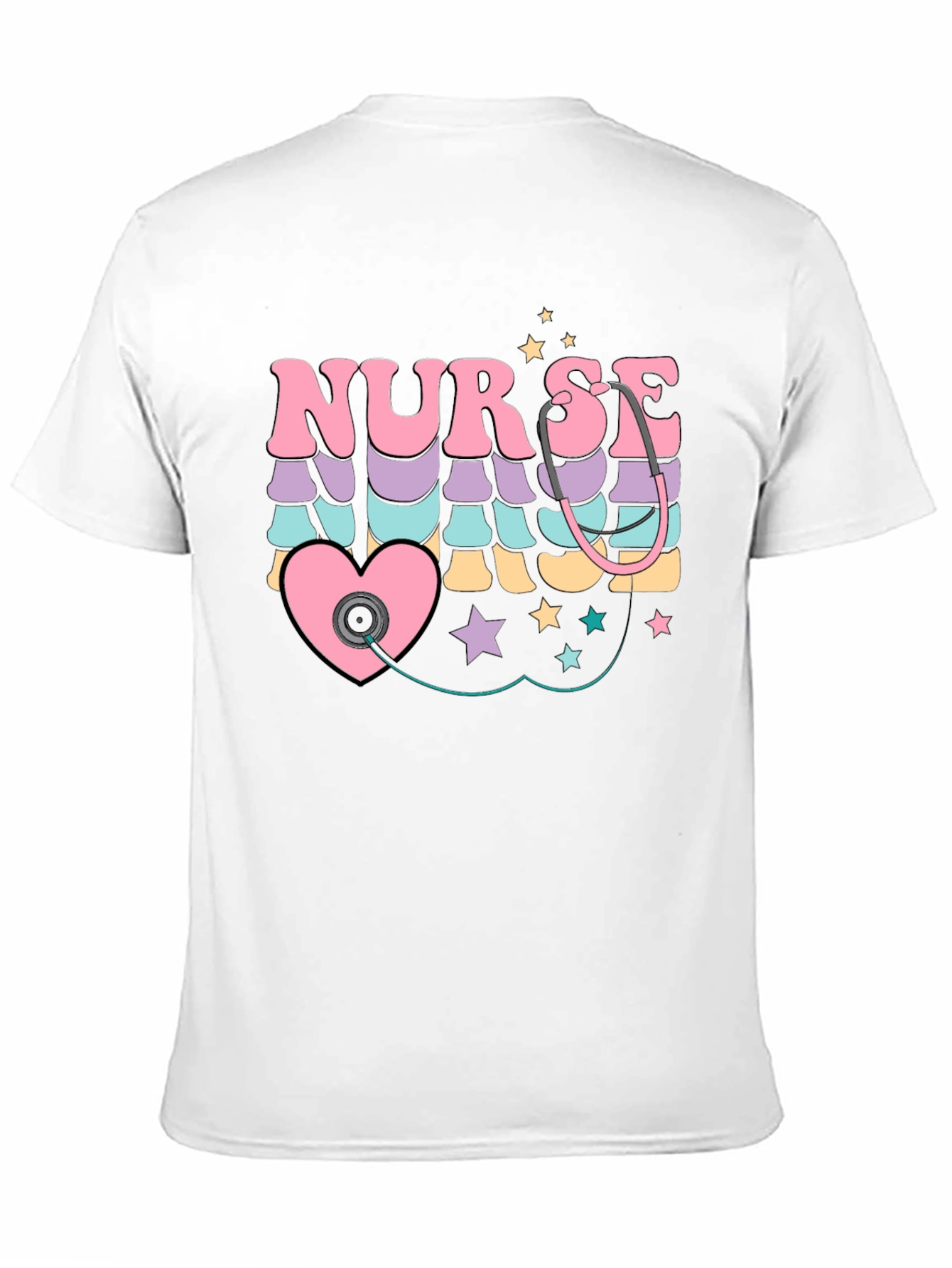 Retro Nurse T-Shirt with Stethoscope Heart Design