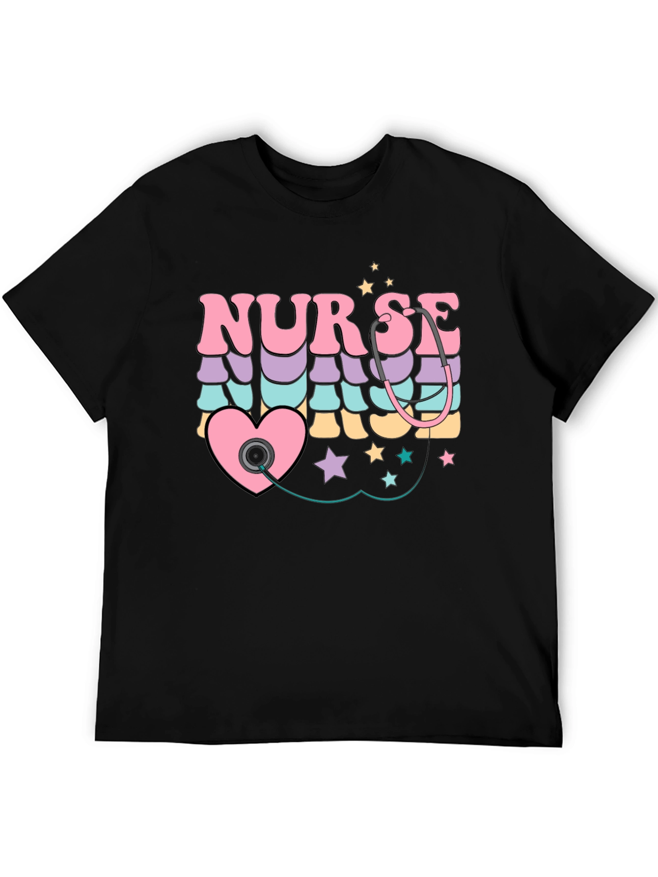 Retro Nurse T-Shirt with Stethoscope Heart Design