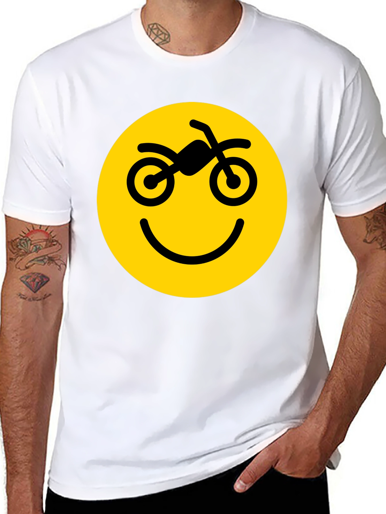 Motorcycle Smiley Face Graphic Tee