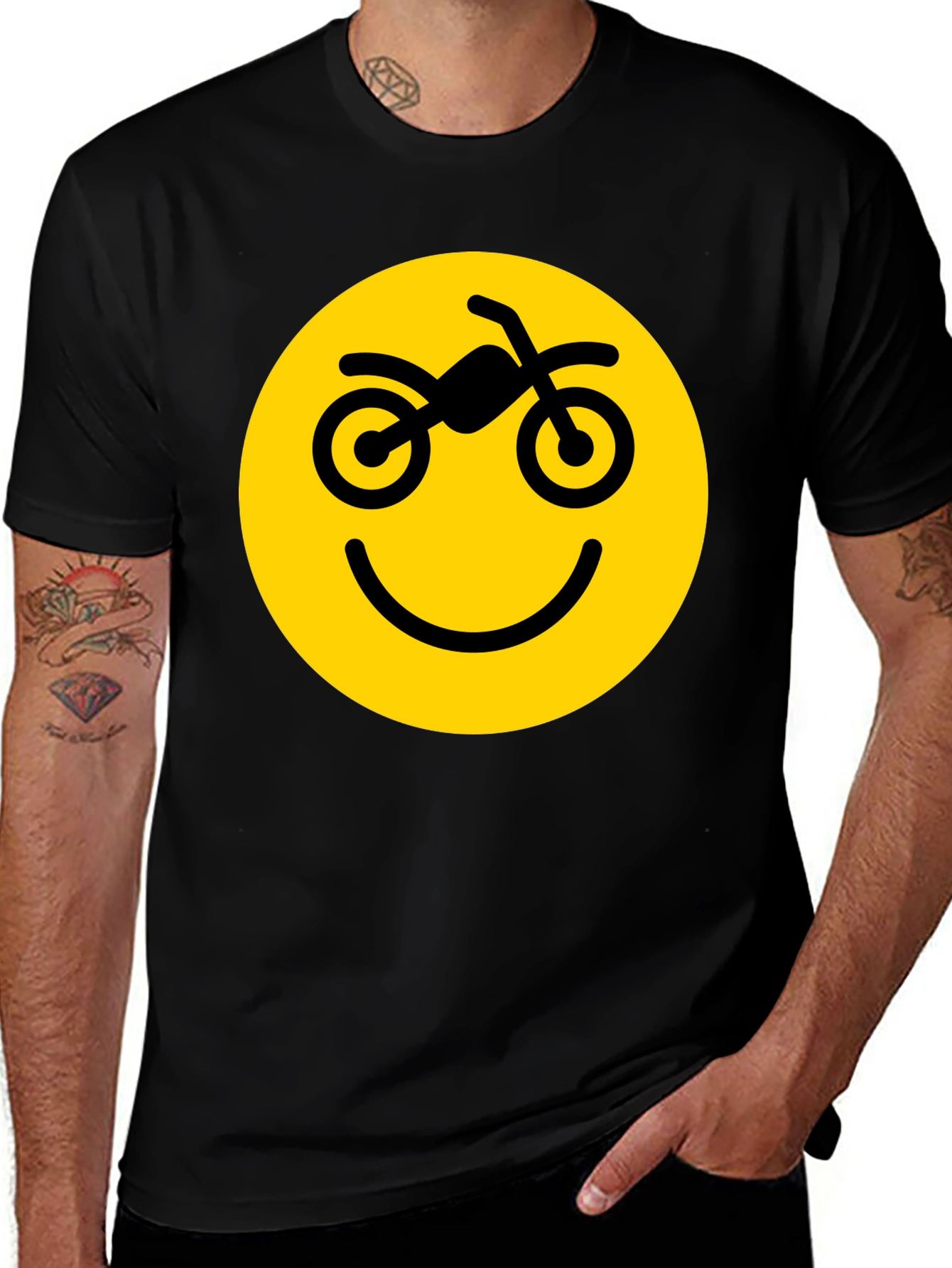 Motorcycle Smiley Face Graphic Tee