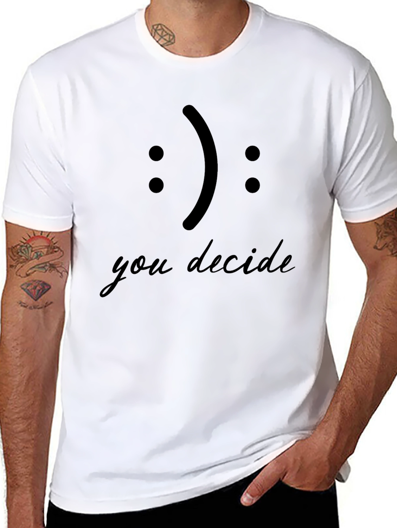 You Decide Smiley Face Black T-Shirt