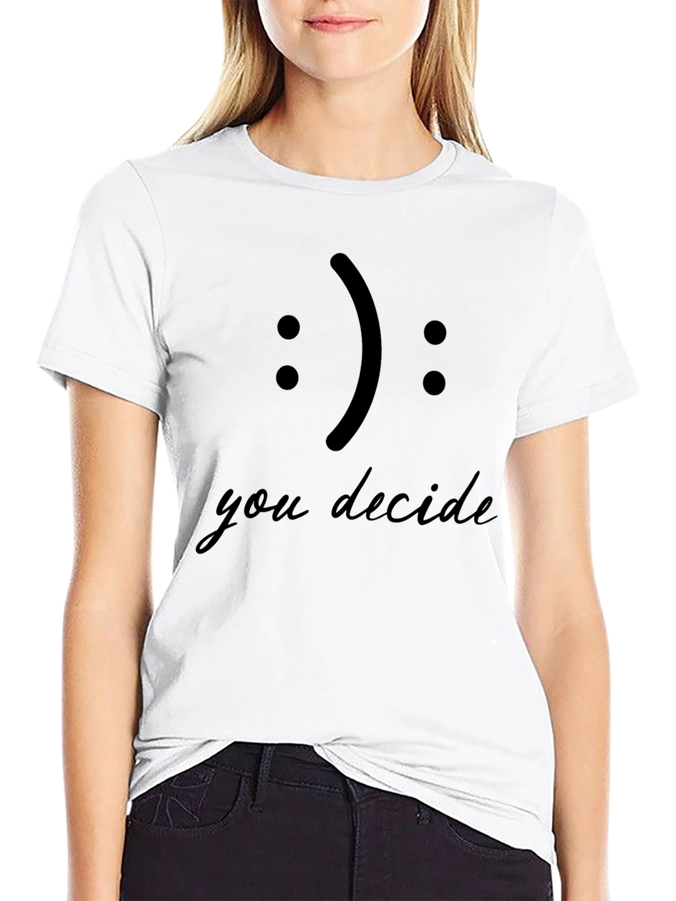You Decide Smiley Face Black T-Shirt