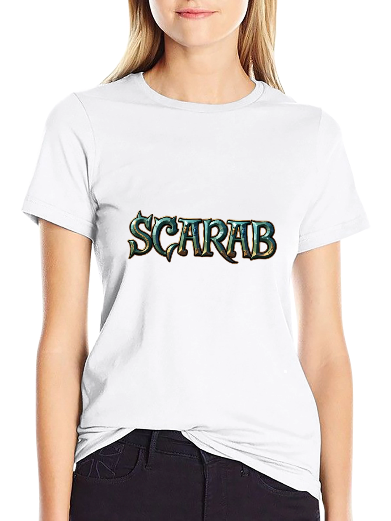 Scarab Beetle Graphic Print Black T-Shirt