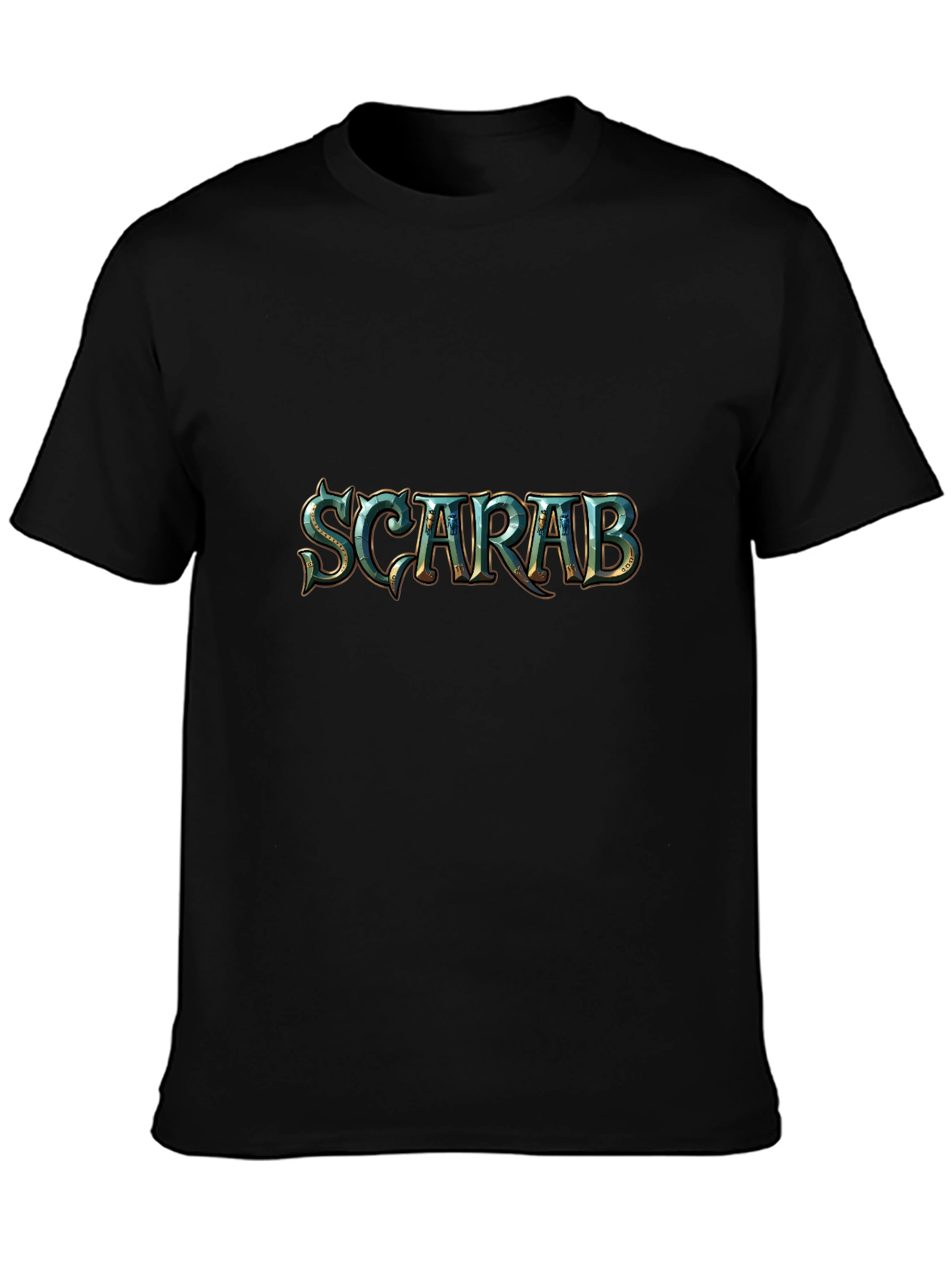 Scarab Beetle Graphic Print Black T-Shirt