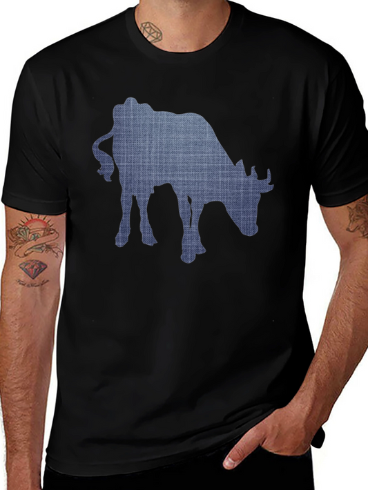 Cow Print Mens Black T-Shirt