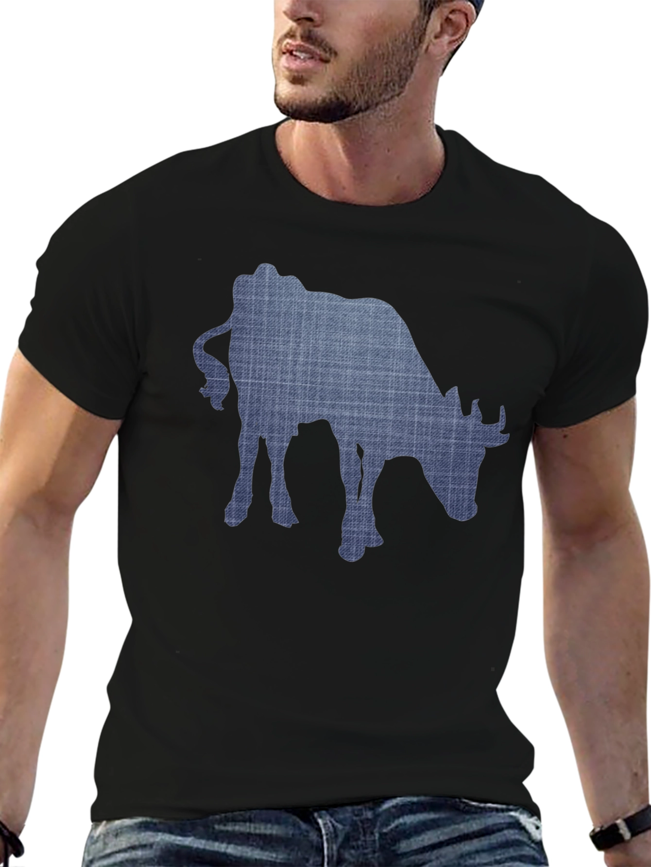Cow Print Mens Black T-Shirt